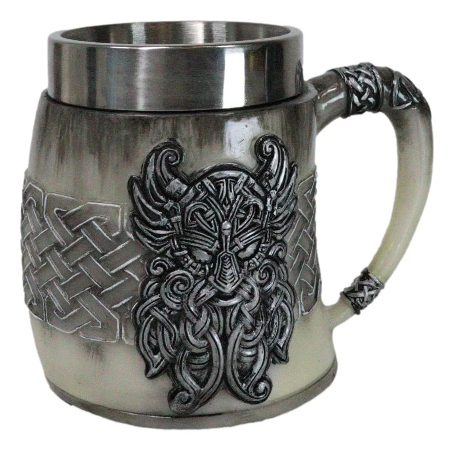 Gothic Viking Horned Warrior Danegeld Skull Tankard Mug 20oz With Hammer Handle - Image 5