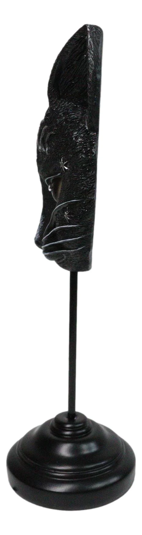 Gothic WIcca Mystic Moon Cat Masque Ornament On Pole Stand Or Wall Sculpture - Image 2