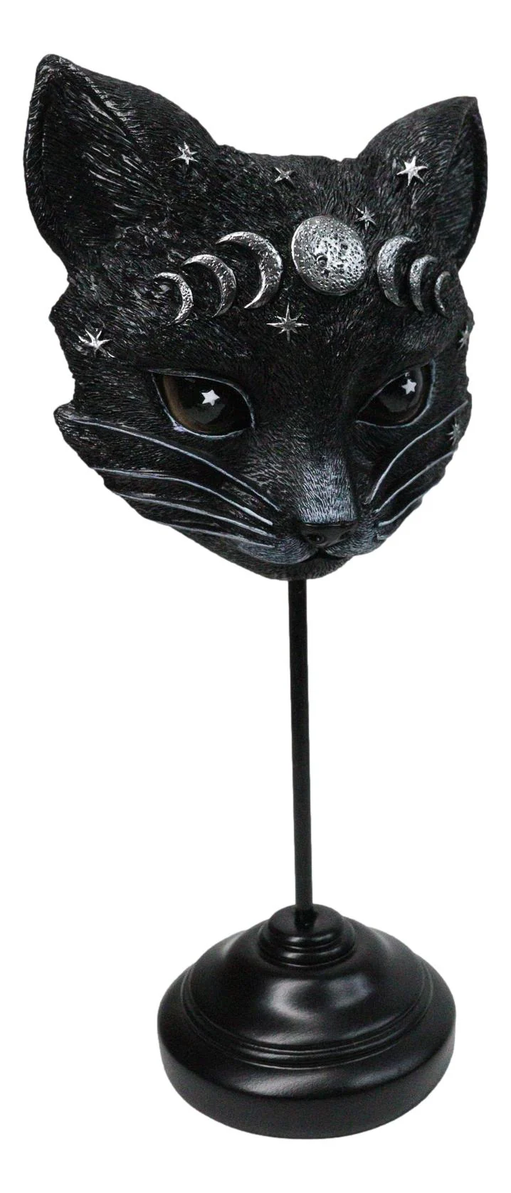 Gothic WIcca Mystic Moon Cat Masque Ornament On Pole Stand Or Wall Sculpture - Image 4