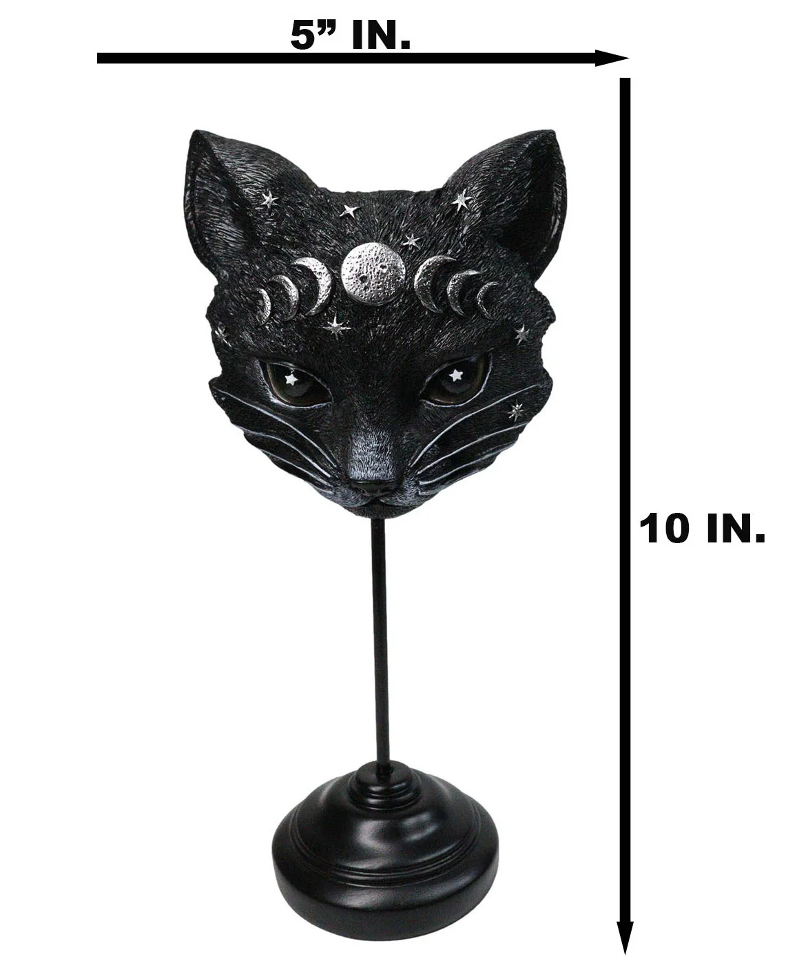 Gothic WIcca Mystic Moon Cat Masque Ornament On Pole Stand Or Wall Sculpture - Image 6