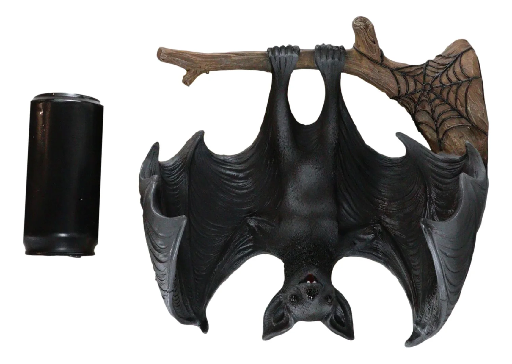 Gothic Winged Vampire Bat By Spider Web Hanging From Branch Wall Hanging Decor - Image 5
