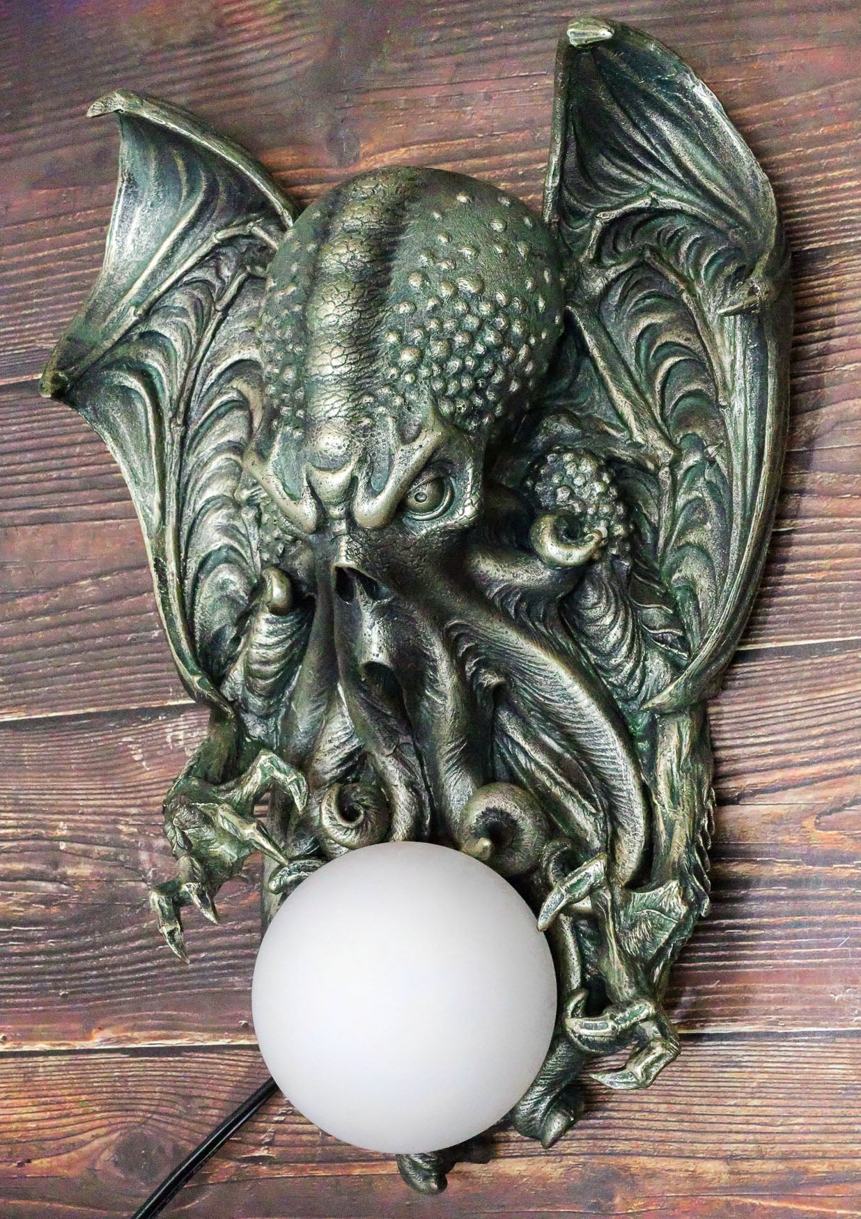 Great Old Ones Cthulhu Kraken Octopus Holding Spherical Ball Lamp Wall Sconce - Image 7