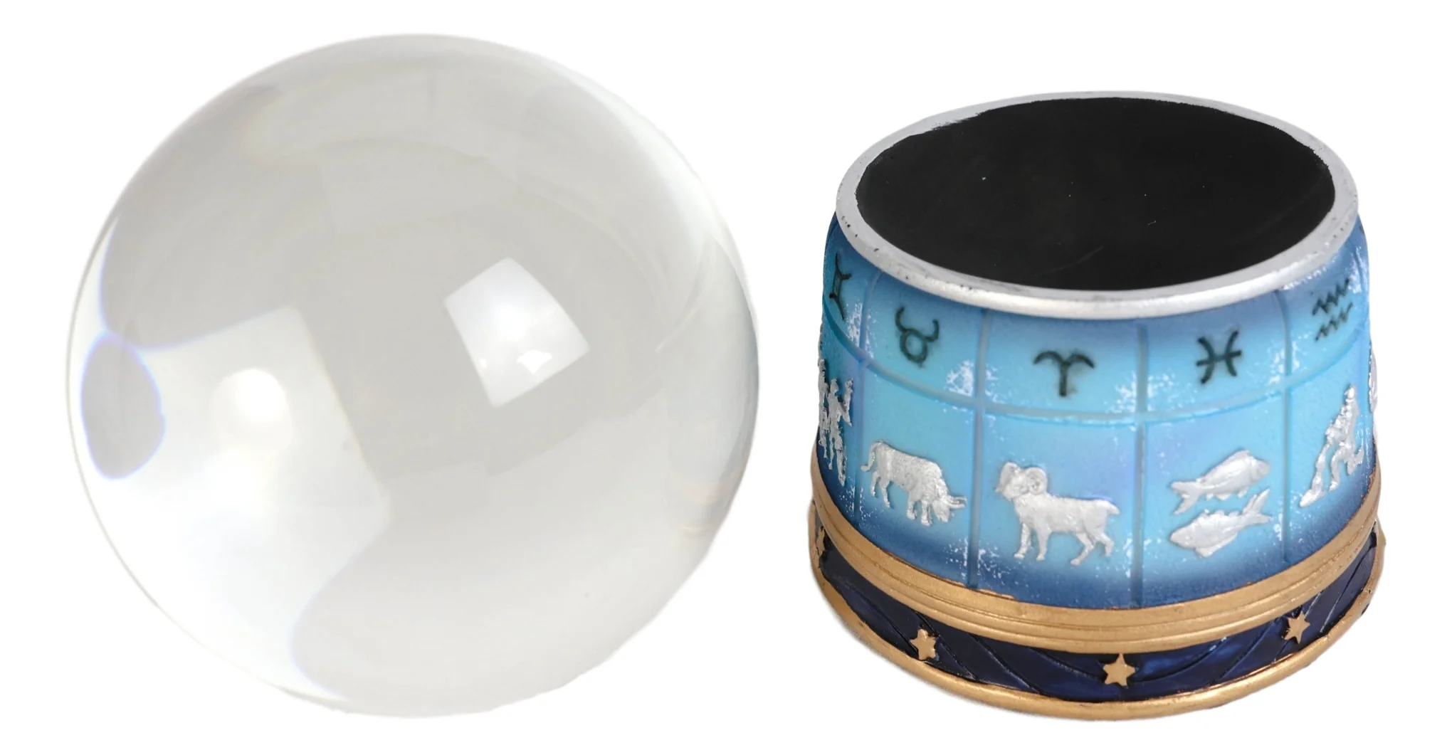 Greek Astrology 12 Horoscope Zodiac Signs Dome Base And Glass Sphere Gazing Ball - Image 3