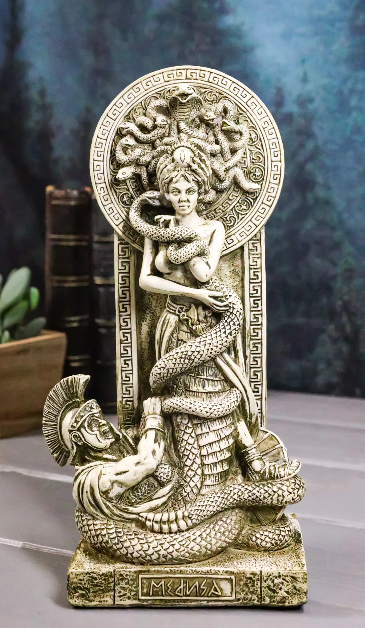 Greek Goddess Medusa With Hair Of Snakes And Serpent Tail By Altar Figurine - Image 9