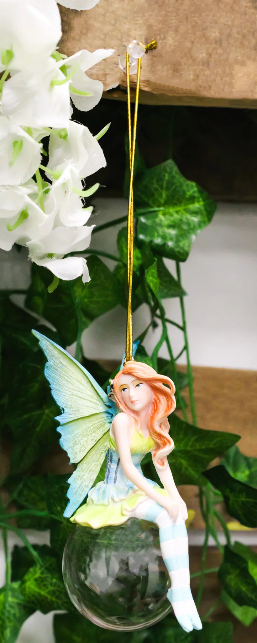 Green Clover Bubble Rider Fairy Hanging Ornament Amy Brown Holiday Collection - Image 10