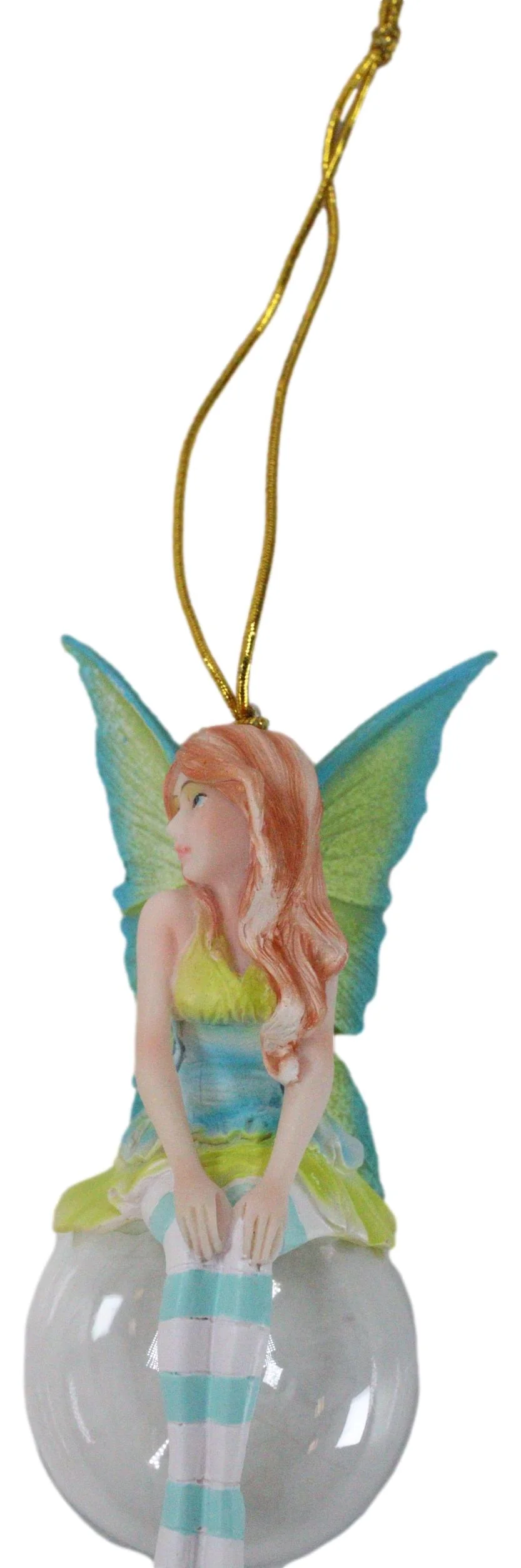 Green Clover Bubble Rider Fairy Hanging Ornament Amy Brown Holiday Collection - Image 4