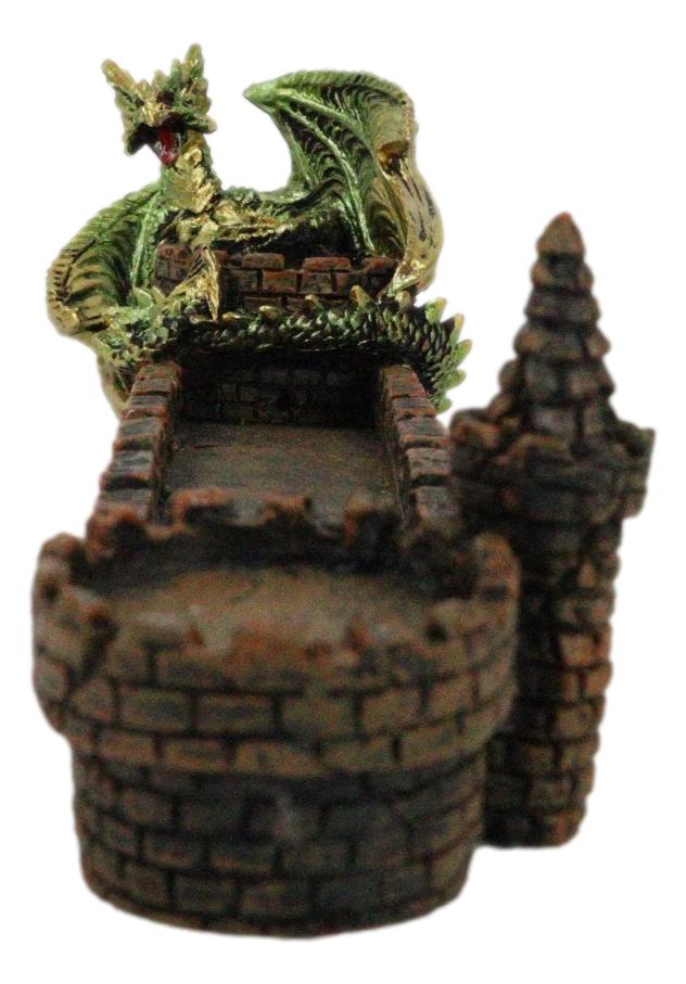 Green Dragon Perching On Castle Parapet Allure Roof Incense Burner Figurine - Image 4