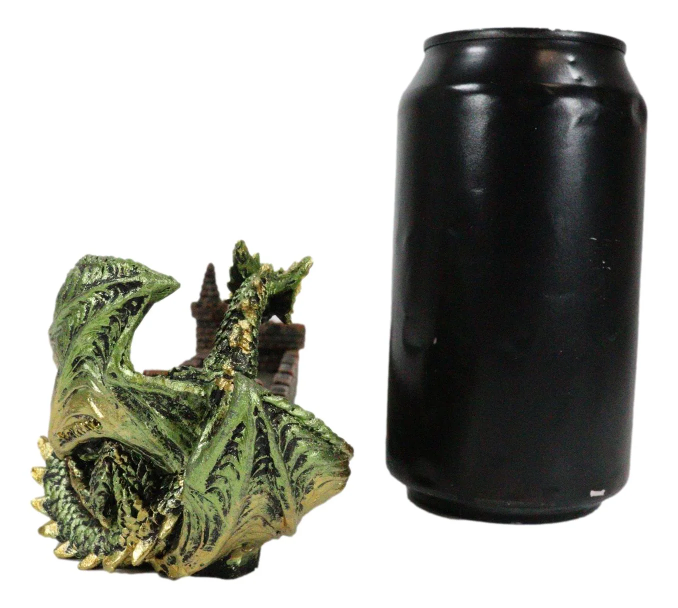 Green Dragon Perching On Castle Parapet Allure Roof Incense Burner Figurine - Image 7