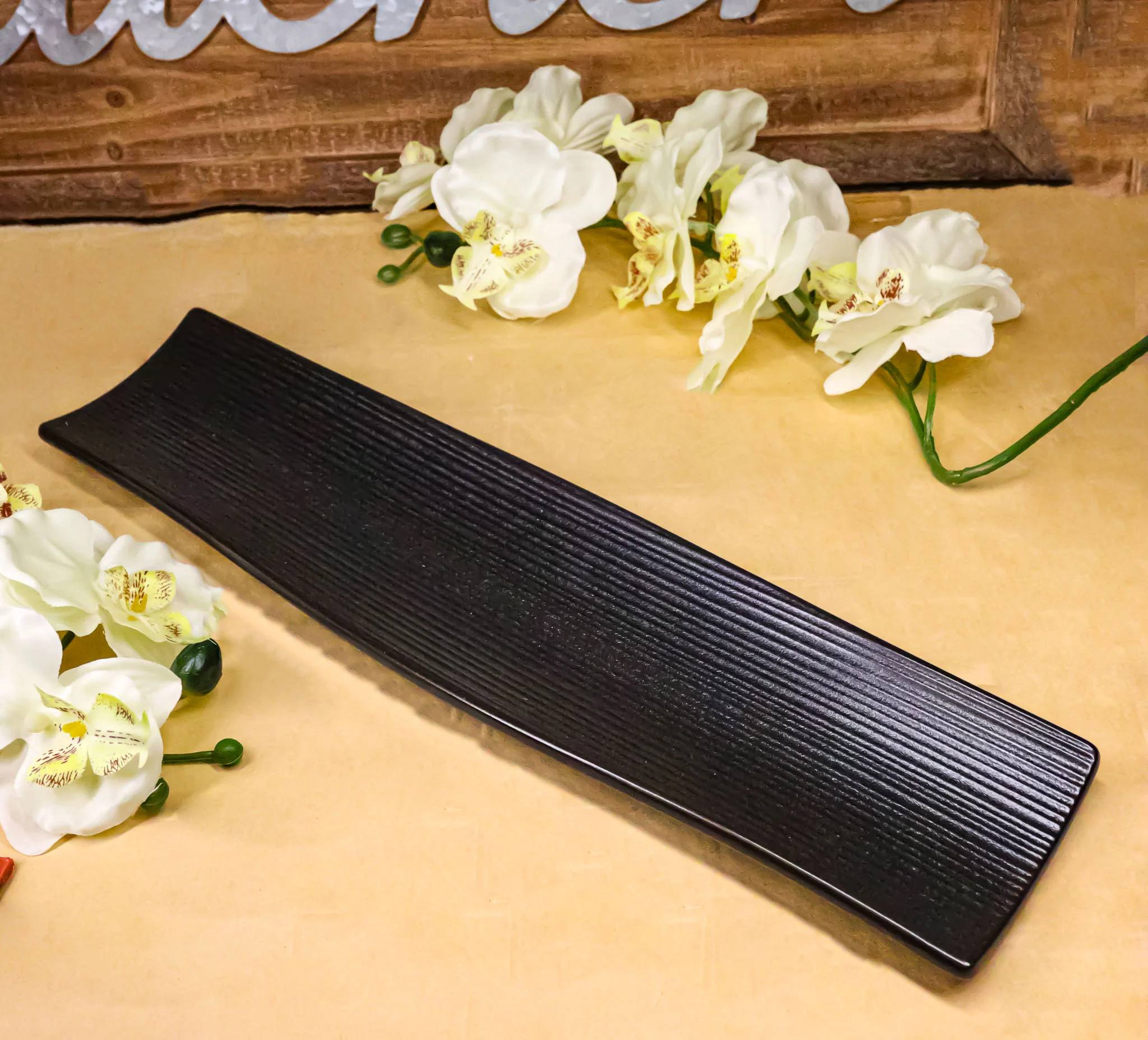 Grey Hakumu Collection Large 16.5" Elongated Rectangular Wavy Serving Platter - Image 8