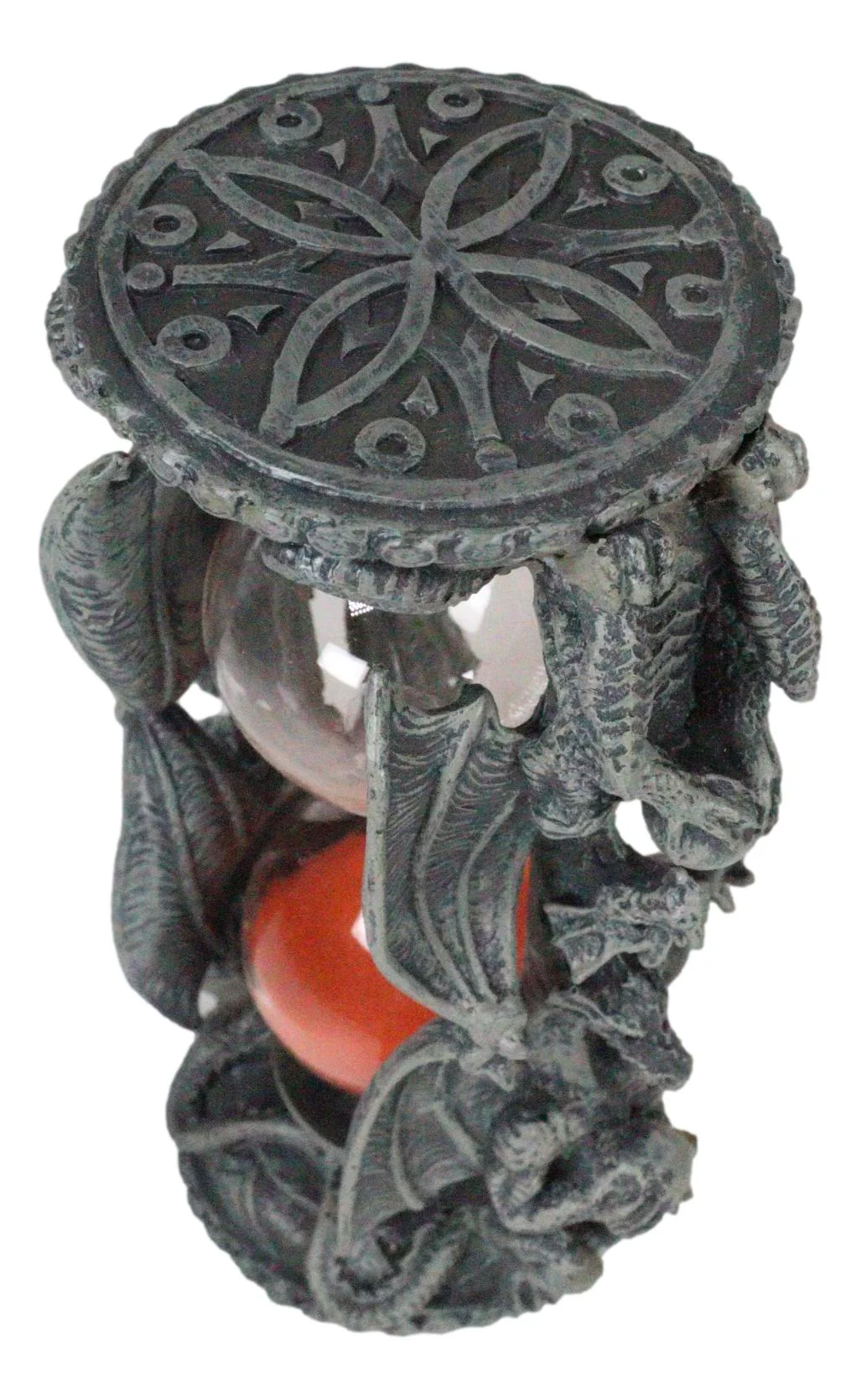 Guardian Gargoyle Dragons On Gothic Tower Pedestal Pillars Sand Timer Figurine - Image 2