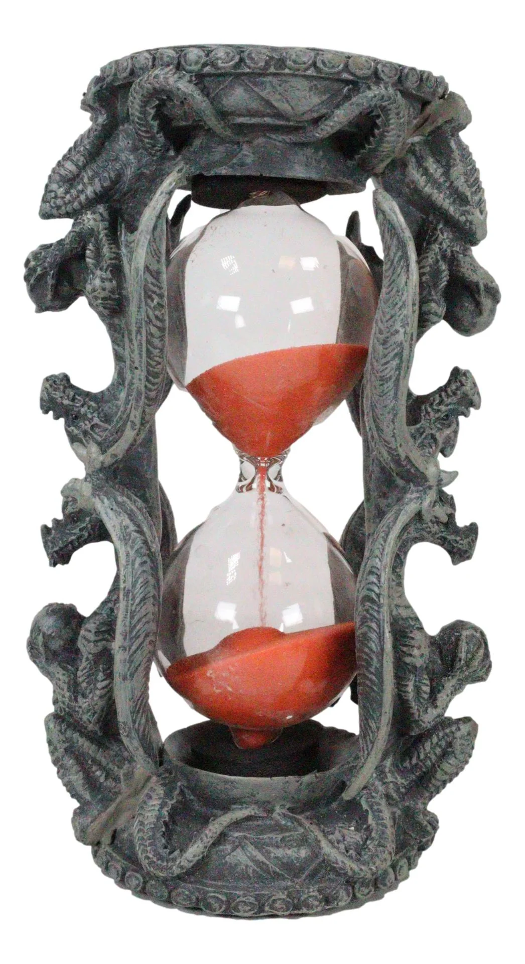 Guardian Gargoyle Dragons On Gothic Tower Pedestal Pillars Sand Timer Figurine - Image 3