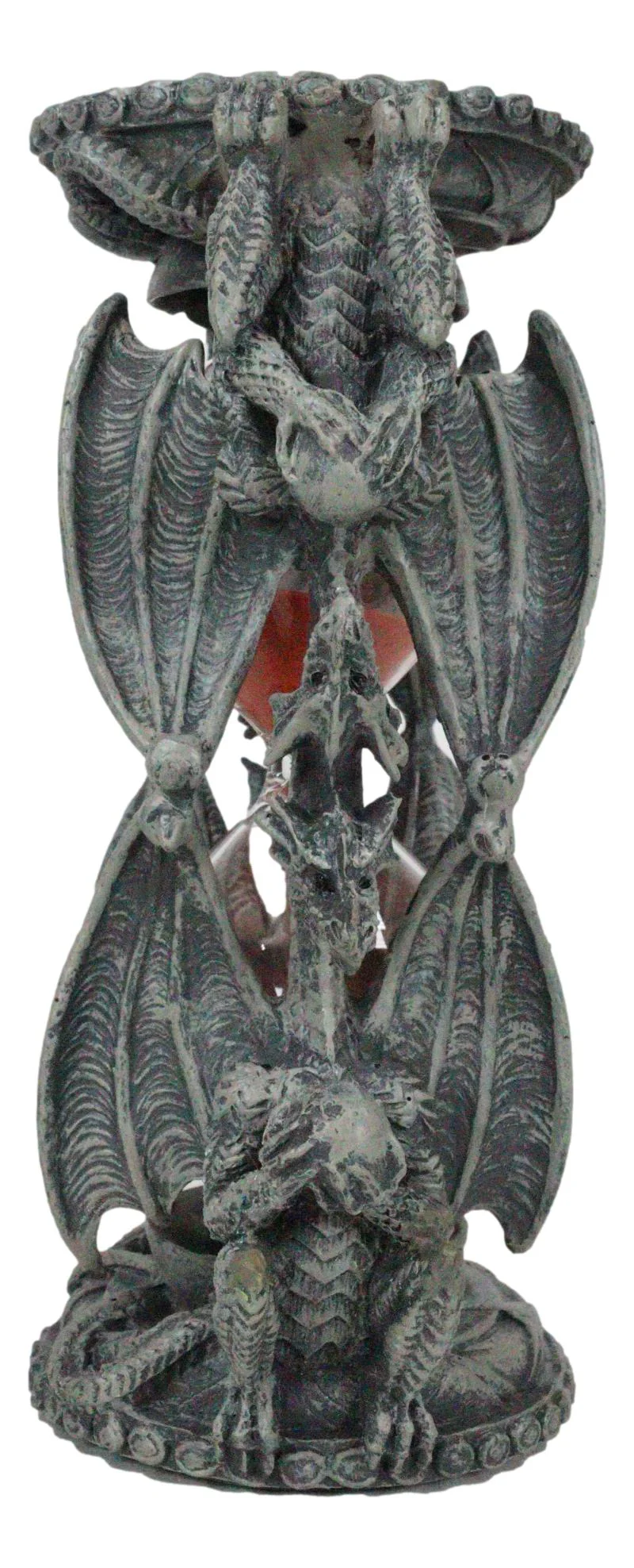 Guardian Gargoyle Dragons On Gothic Tower Pedestal Pillars Sand Timer Figurine - Image 4