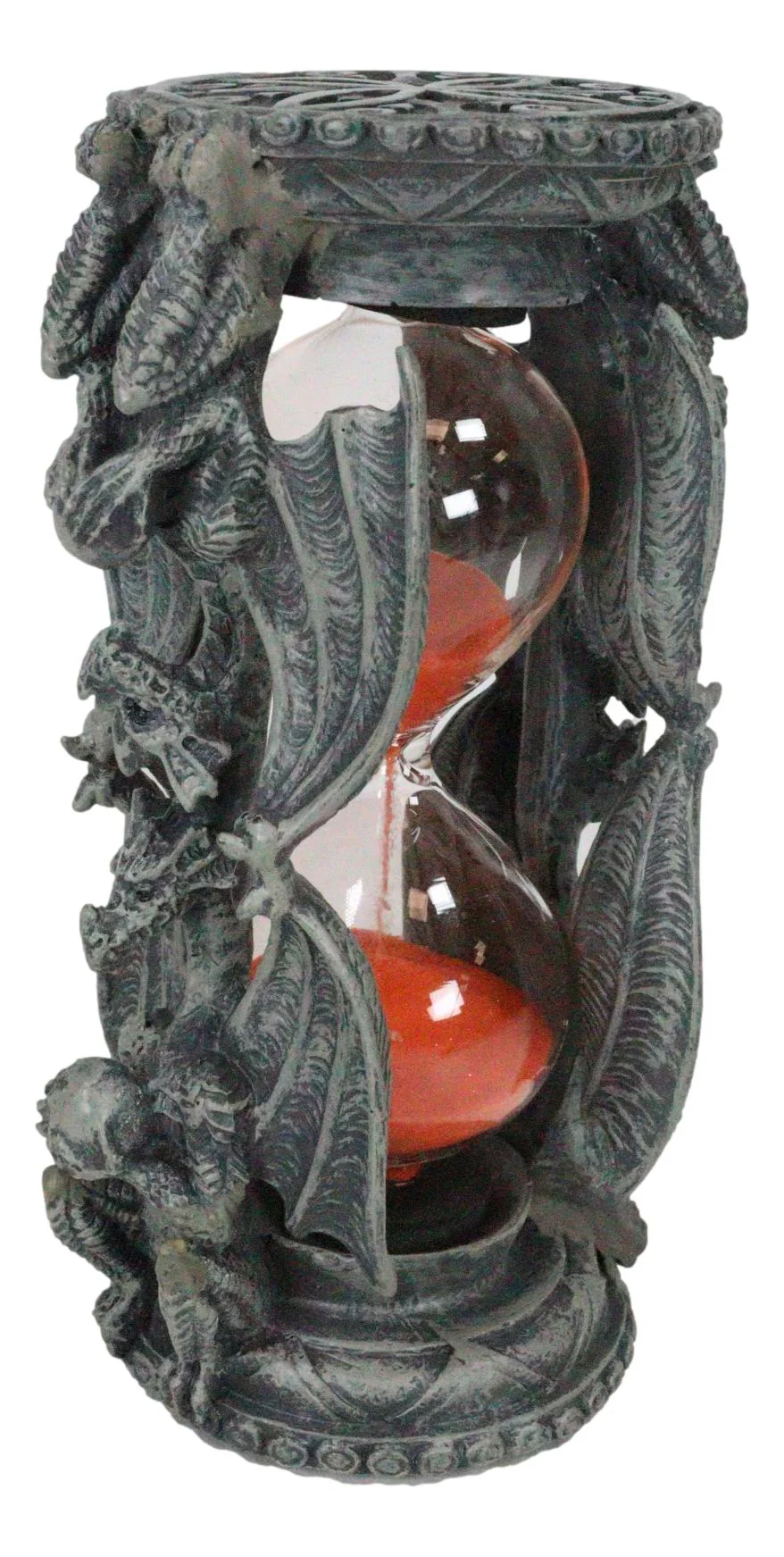 Guardian Gargoyle Dragons On Gothic Tower Pedestal Pillars Sand Timer Figurine - Image 5