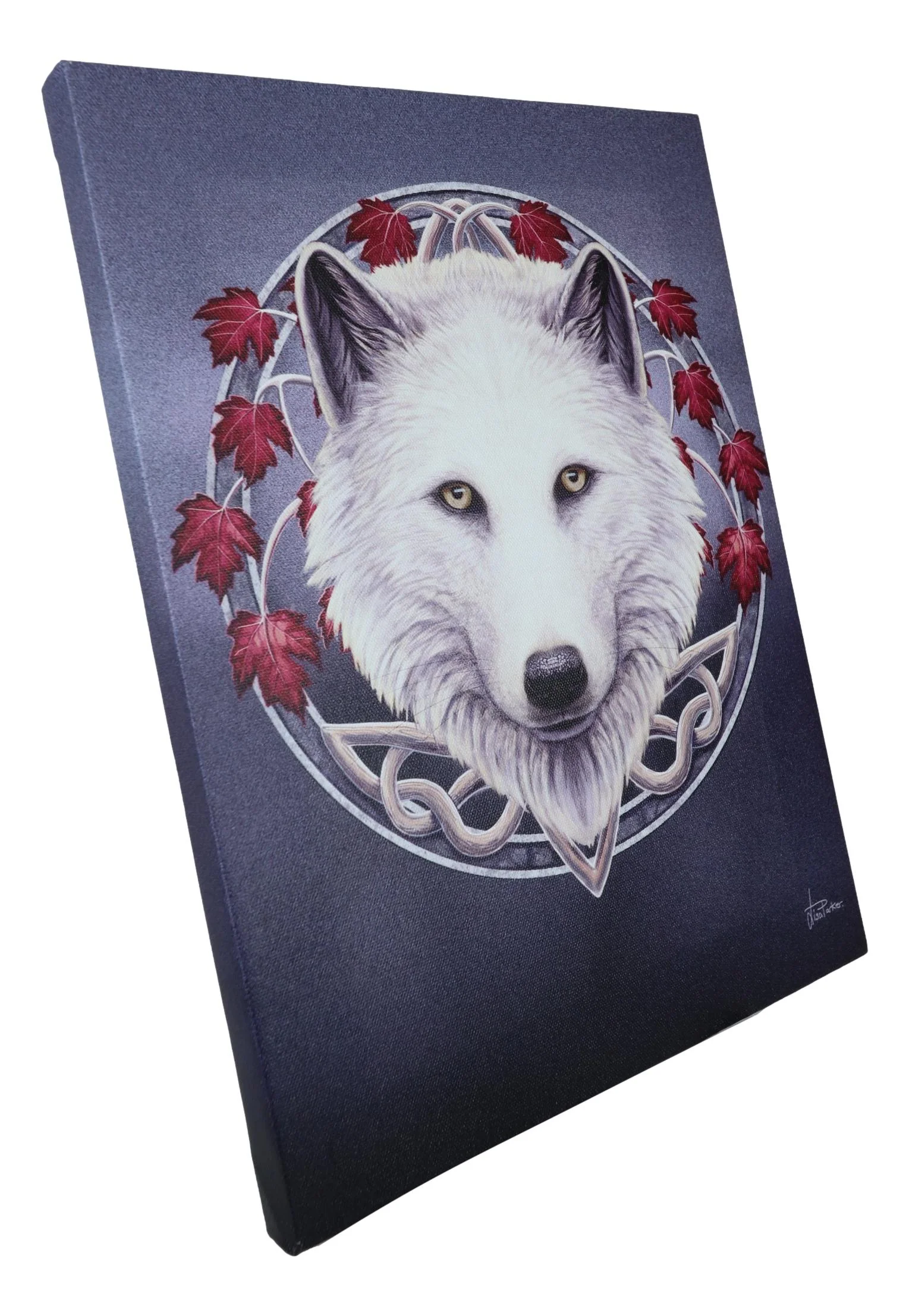 Guardian Of The Fall Autumn Season Snow White Wolf Wood Framed Canvas Wall Decor - Image 2
