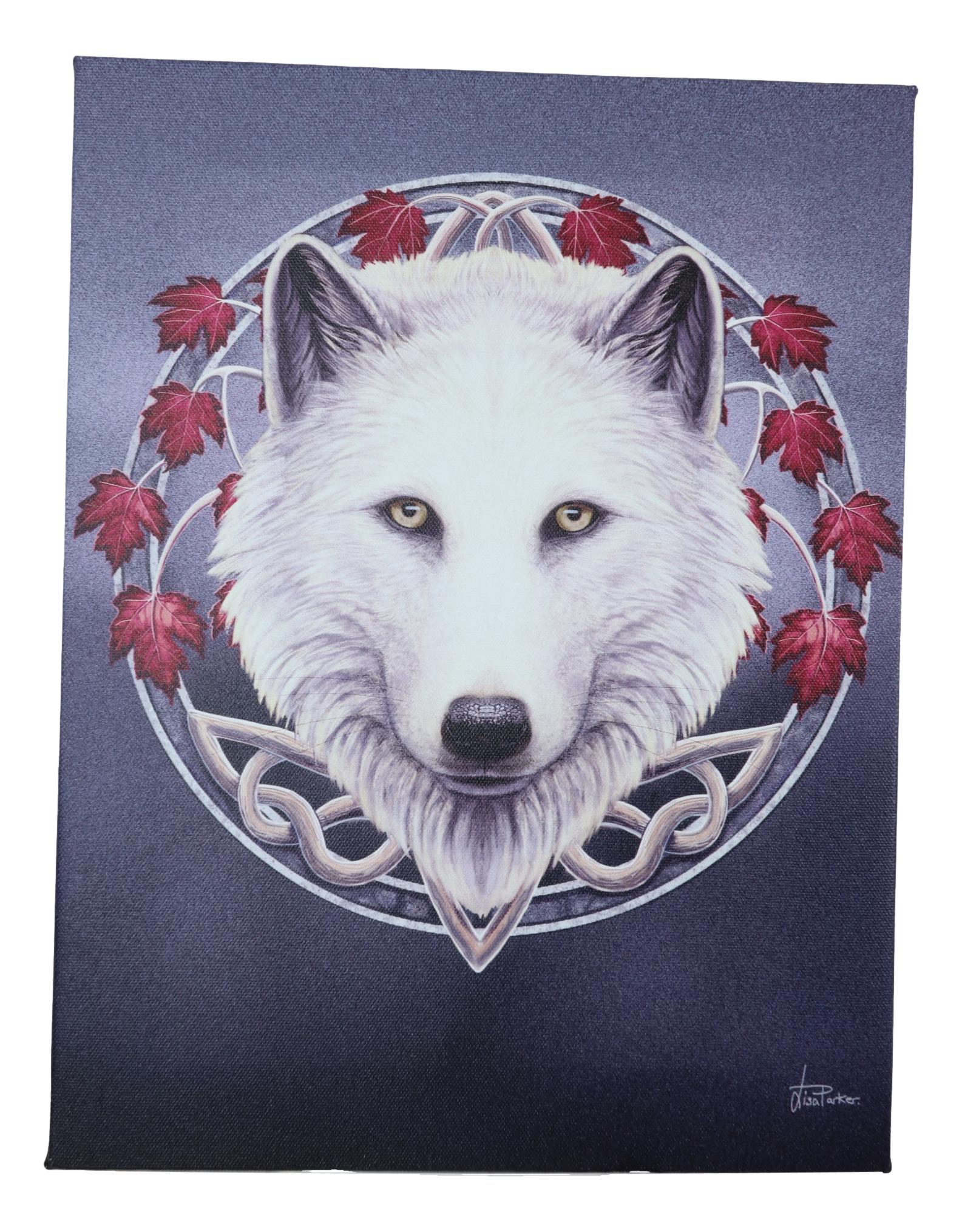 Guardian Of The Fall Autumn Season Snow White Wolf Wood Framed Canvas Wall Decor - Image 5