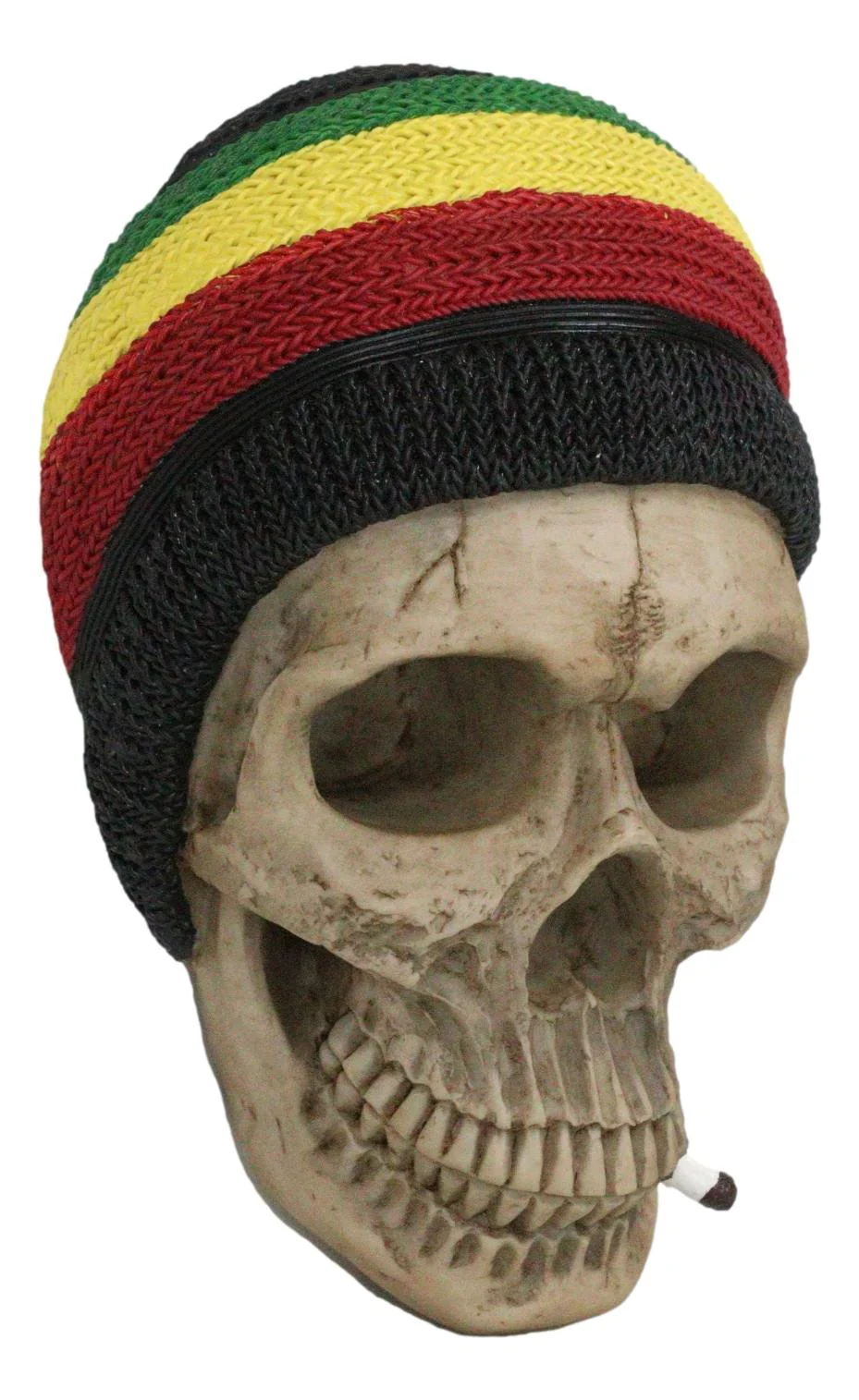 Gypsy Day of The Dead Rasta Skull With Beanie Hat Smoking Stash Wall Decor - Image 2