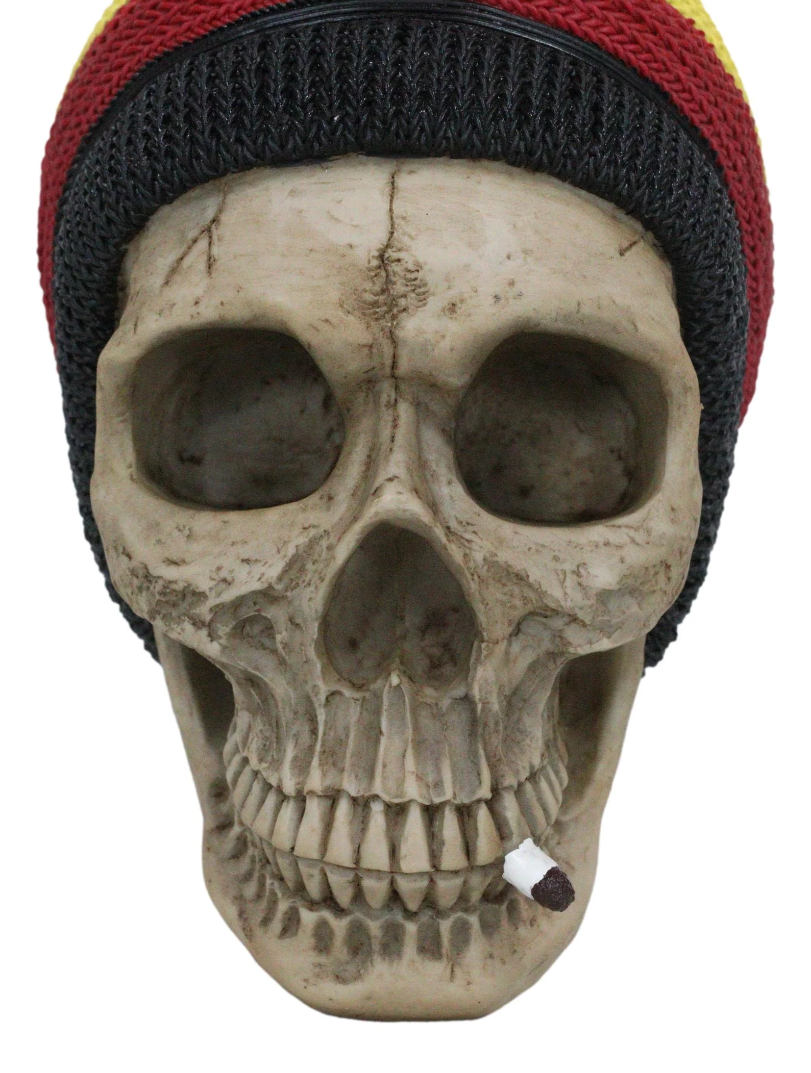 Gypsy Day of The Dead Rasta Skull With Beanie Hat Smoking Stash Wall Decor - Image 5