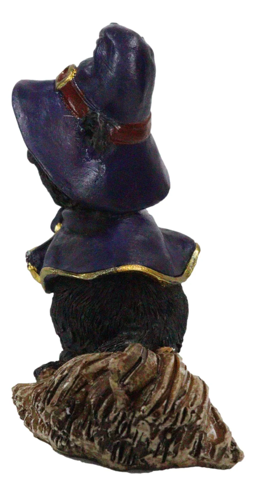 Halloween Black Cat with Witch Hat and Cape Riding Magical Broomstick Figurine - Image 5