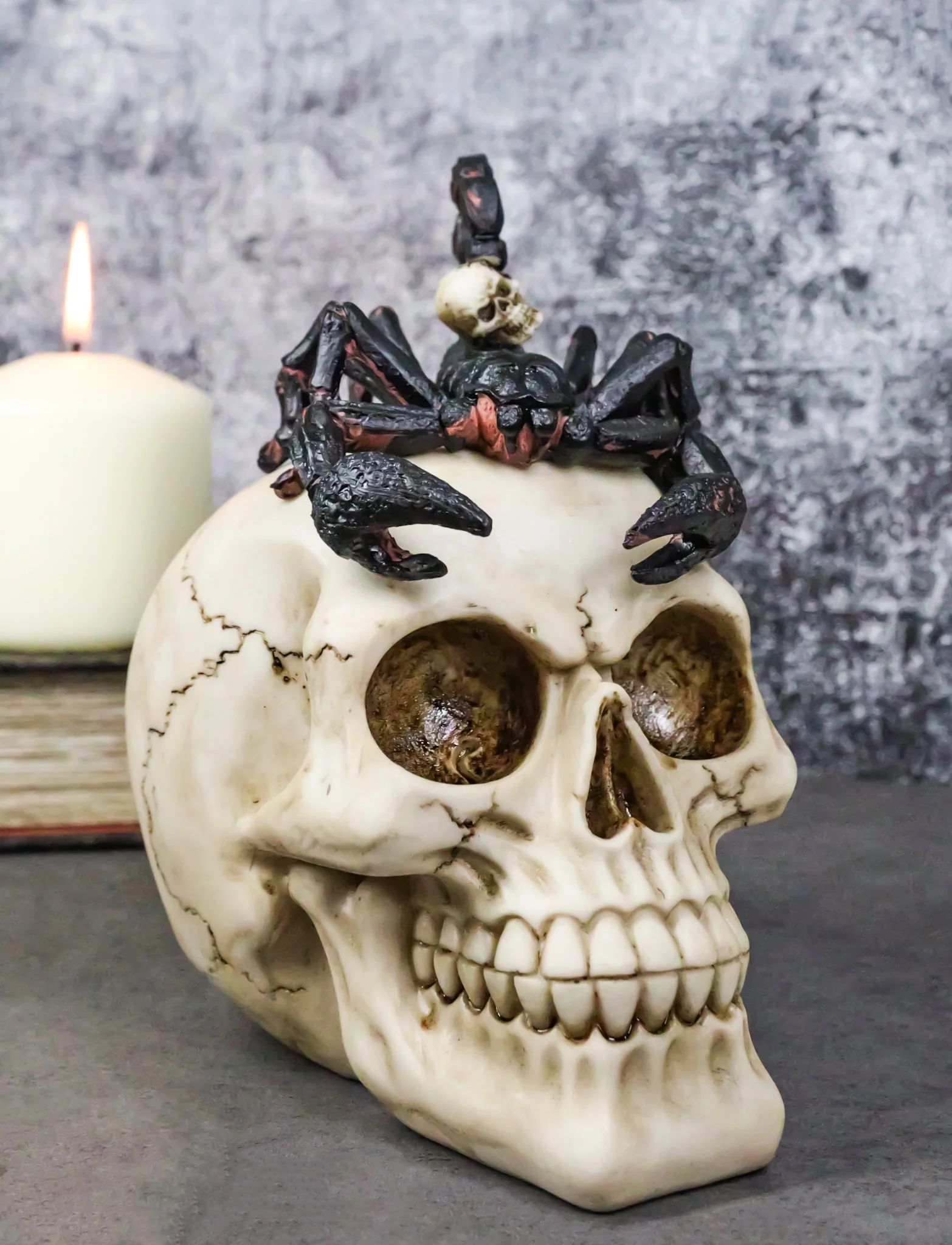 Halloween Macabre Gothic King Scorpion Demoniac On Skull Figurine - Image 9