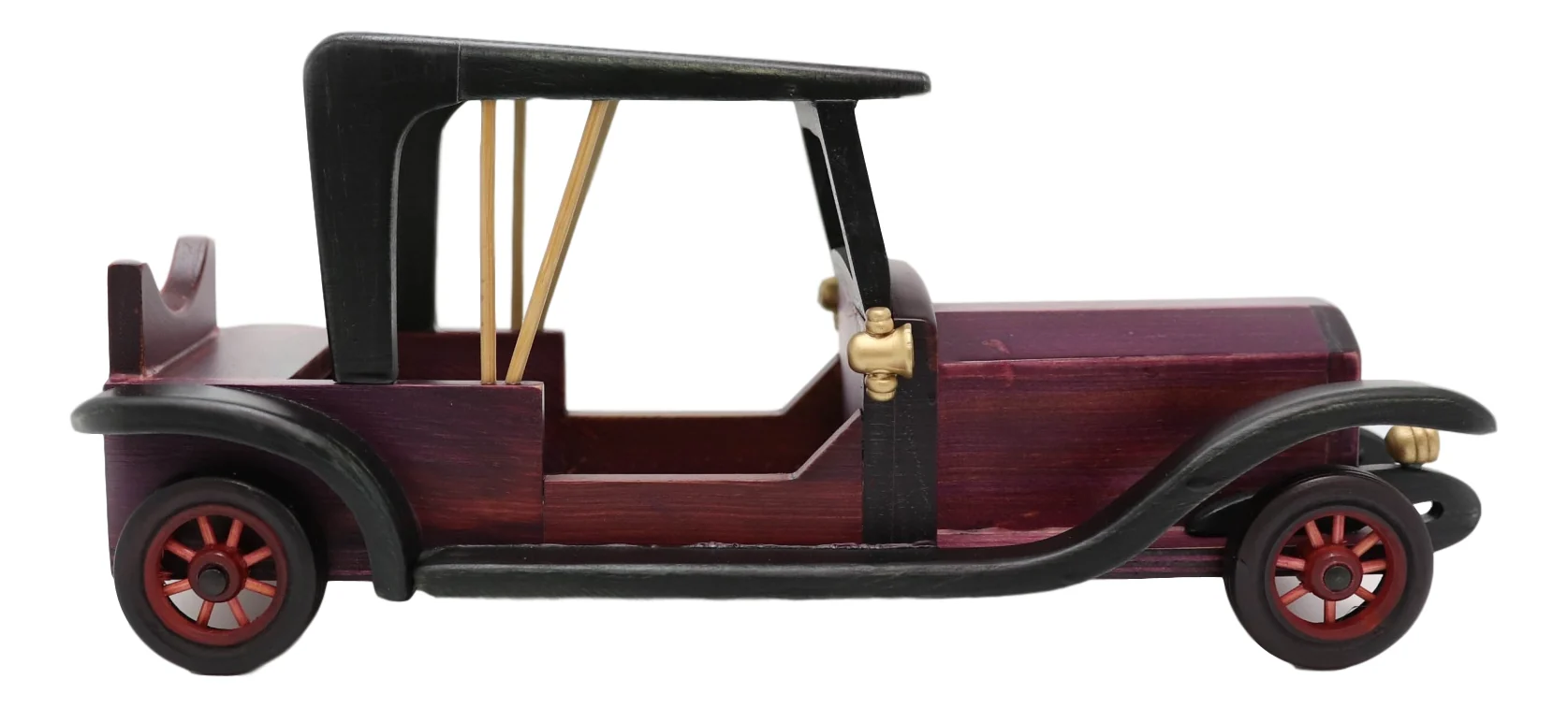 Hand Made Wood Retro Antique Style Purple Model T Sedan Car Wine Holder Figurine - Image 2