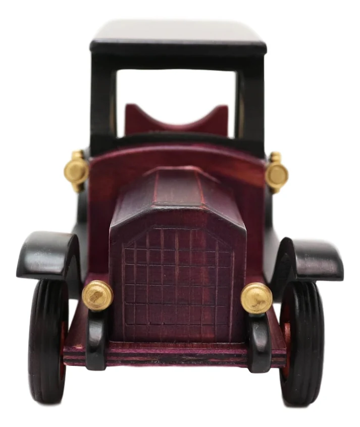 Hand Made Wood Retro Antique Style Purple Model T Sedan Car Wine Holder Figurine - Image 4