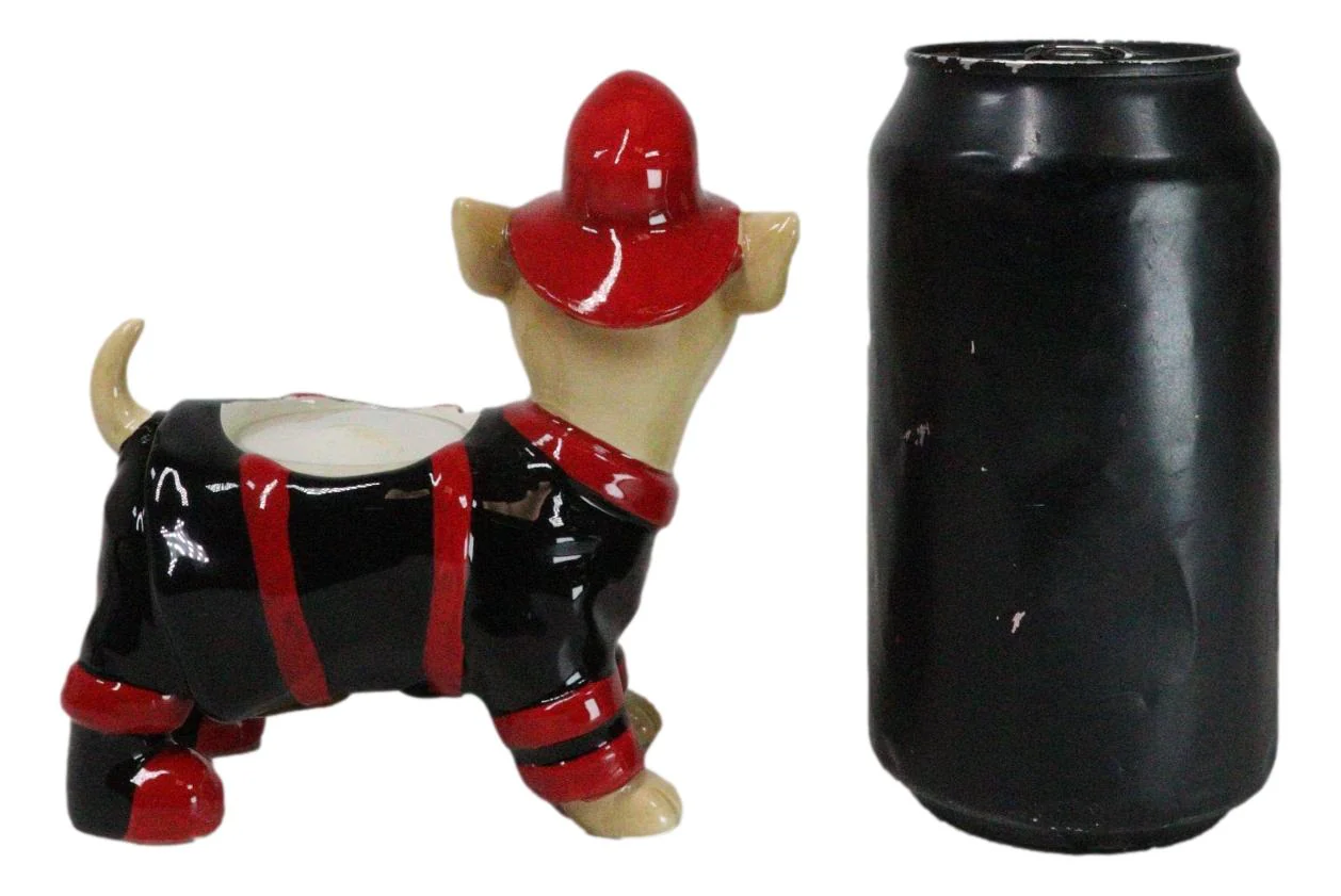 Happy Birthday Fireman Frank In Fire Gear Dog Ceramic Tea Light Candle Holder - Image 7