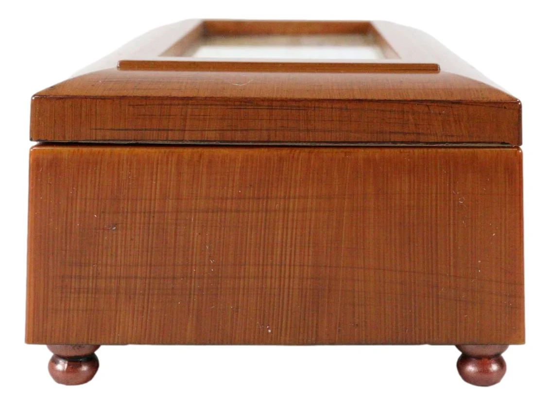 Happy Fiftieth 50th Anniversary Polished Burlwood With Trinket Wind Up Music Box - Image 4