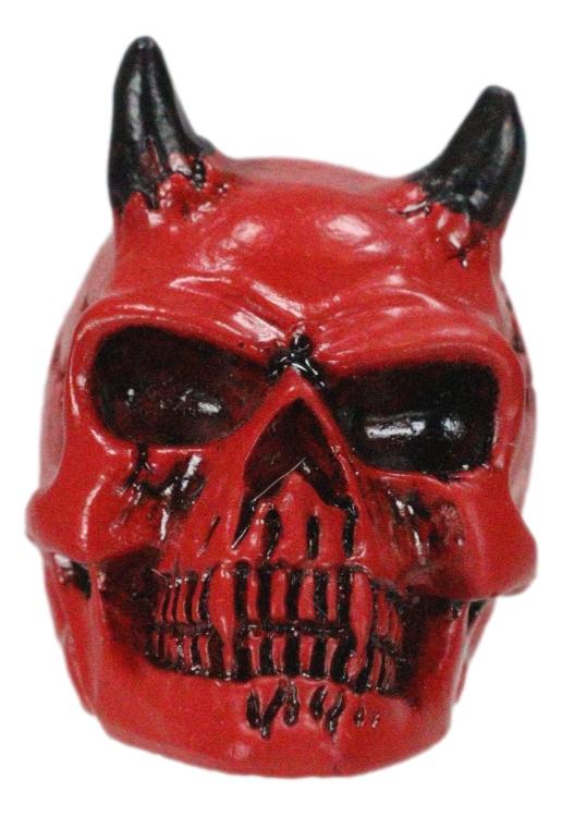 Hell Bent Pit Lord Horned Crimson Blood Red Demon Vampire Mini Skull Figurine - Image 3