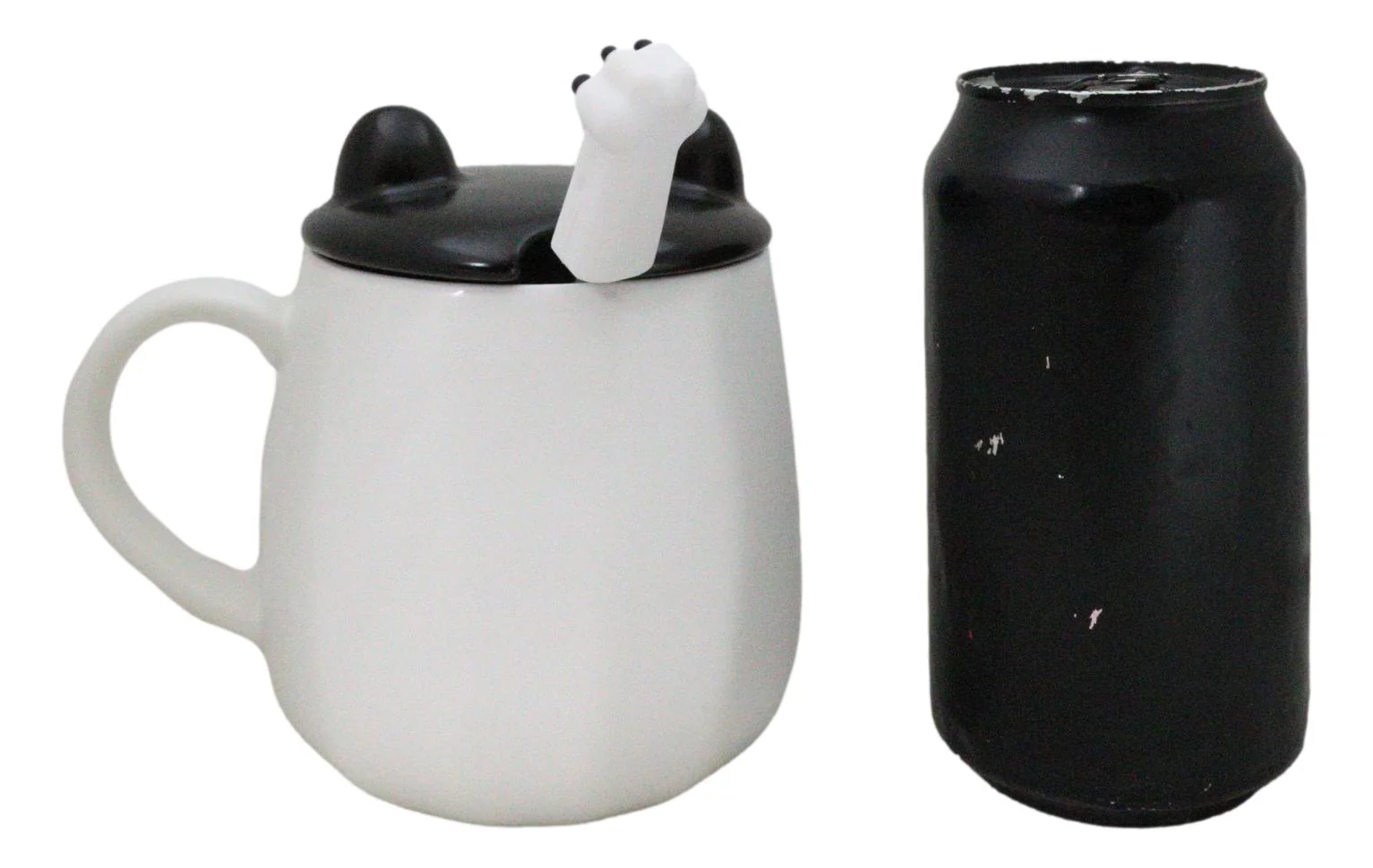 Hello Panda Bear Ceramic Coffee Mug Cup With Spoon And Perky Ears Lid 14oz - Image 9