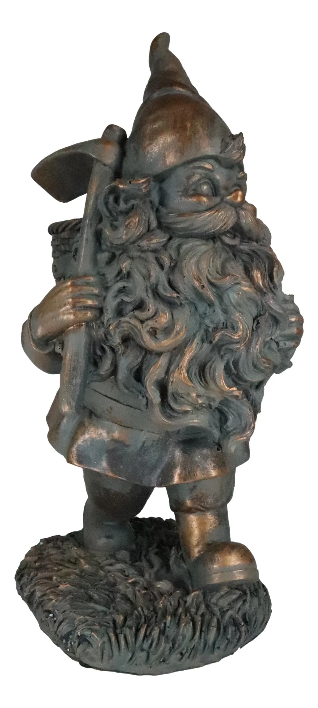 Hiking Garden Gnome With Spade And Wicker Basket Bag Floral Planter Vase Statue - Image 7