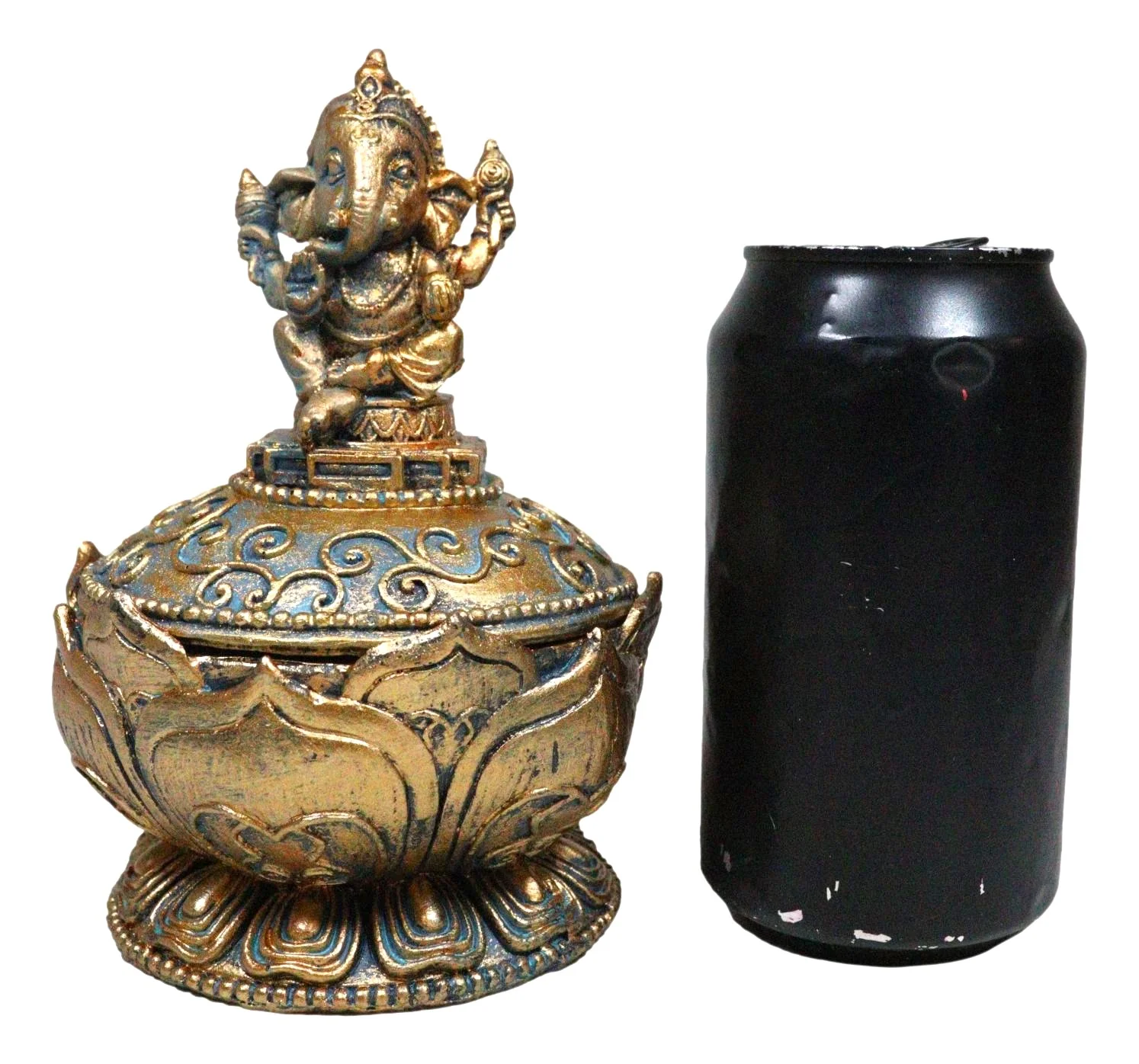 Hindu Vastu Yoga Ganapati Ganesha Sitting On Mandala Flower Decor Trinket Box - Image 8
