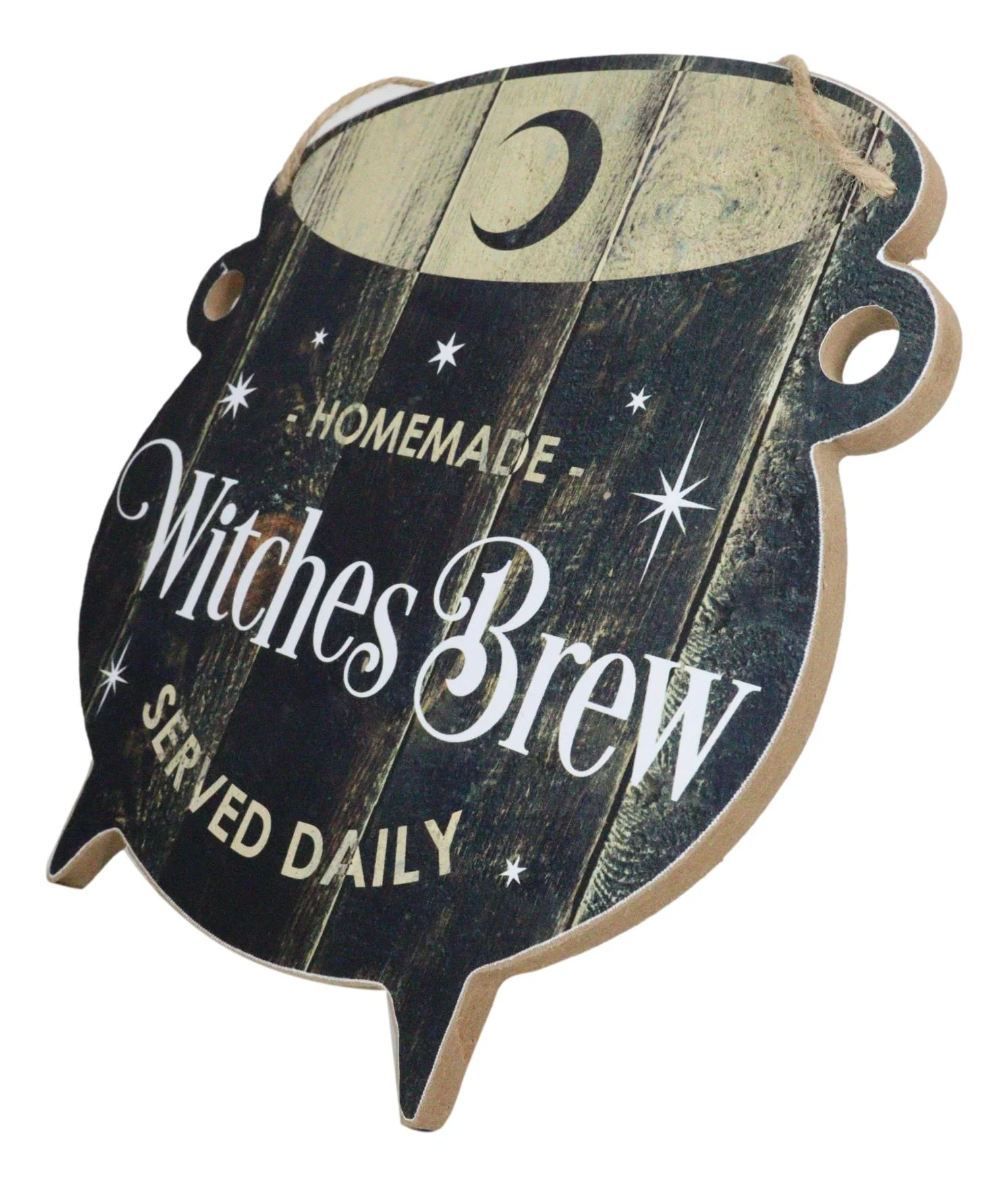 Homemade Witches Brew Served Daily MDF Wall Art Sign Plaque With Cauldron Shape - Image 2