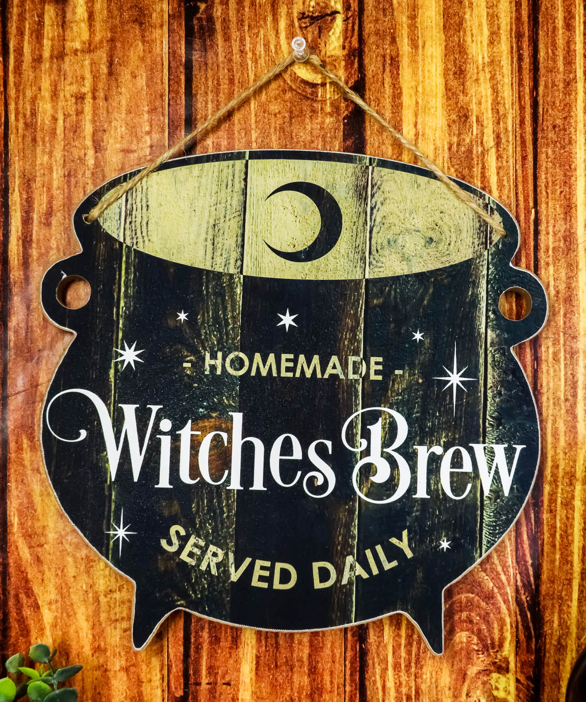 Homemade Witches Brew Served Daily MDF Wall Art Sign Plaque With Cauldron Shape - Image 7