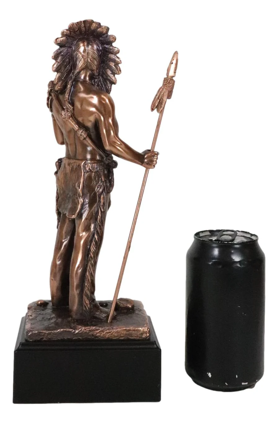 Indian Chief Hero With Spear Hunter Electroplated Bronze Figurine With Base - Image 8
