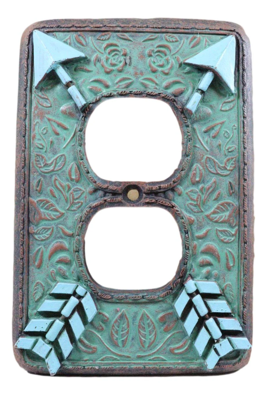 Indian Turquoise Crossed Arrows Friendship Wall Double Receptacle Plates Set - Image 2