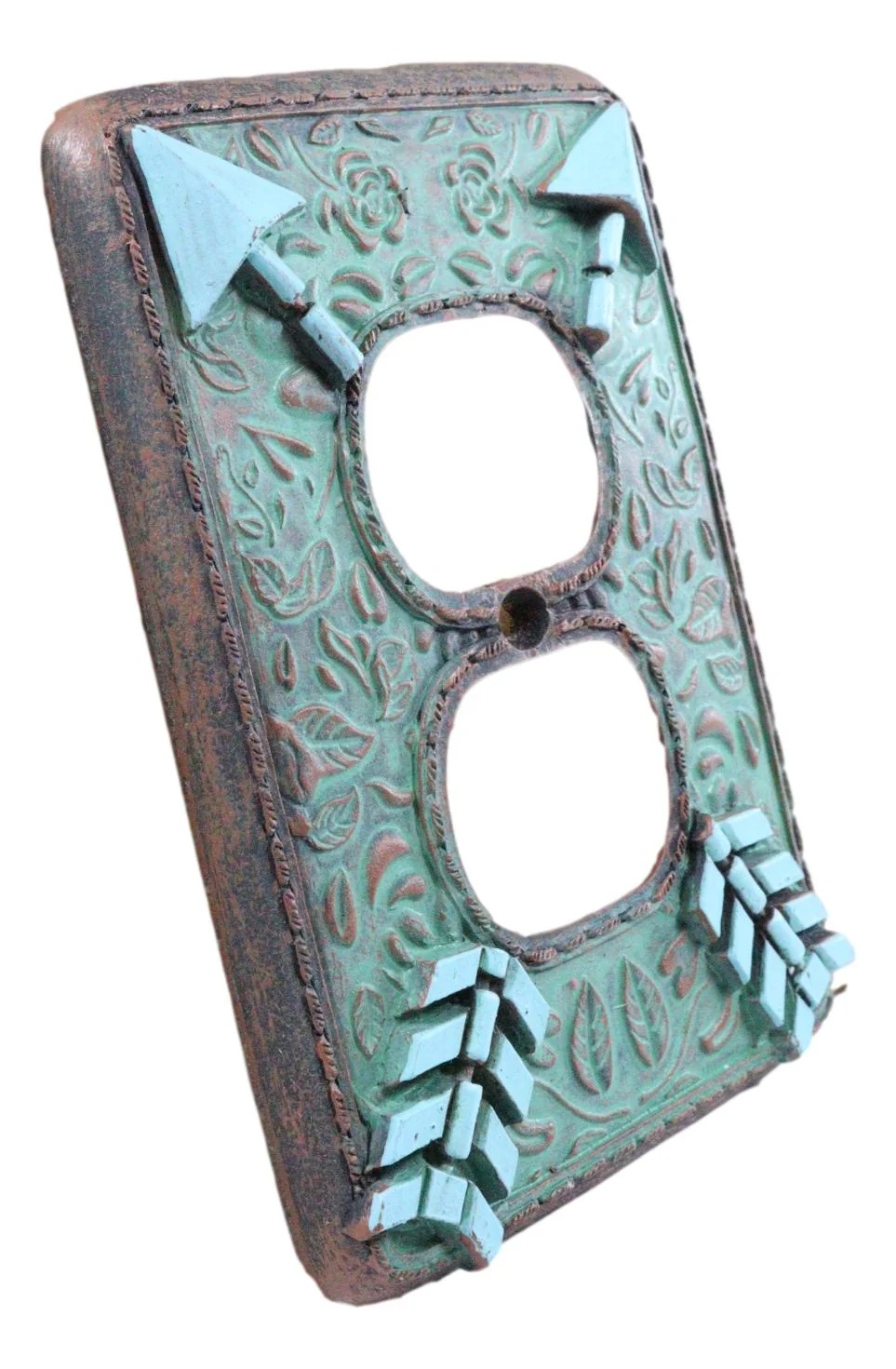 Indian Turquoise Crossed Arrows Friendship Wall Double Receptacle Plates Set - Image 4