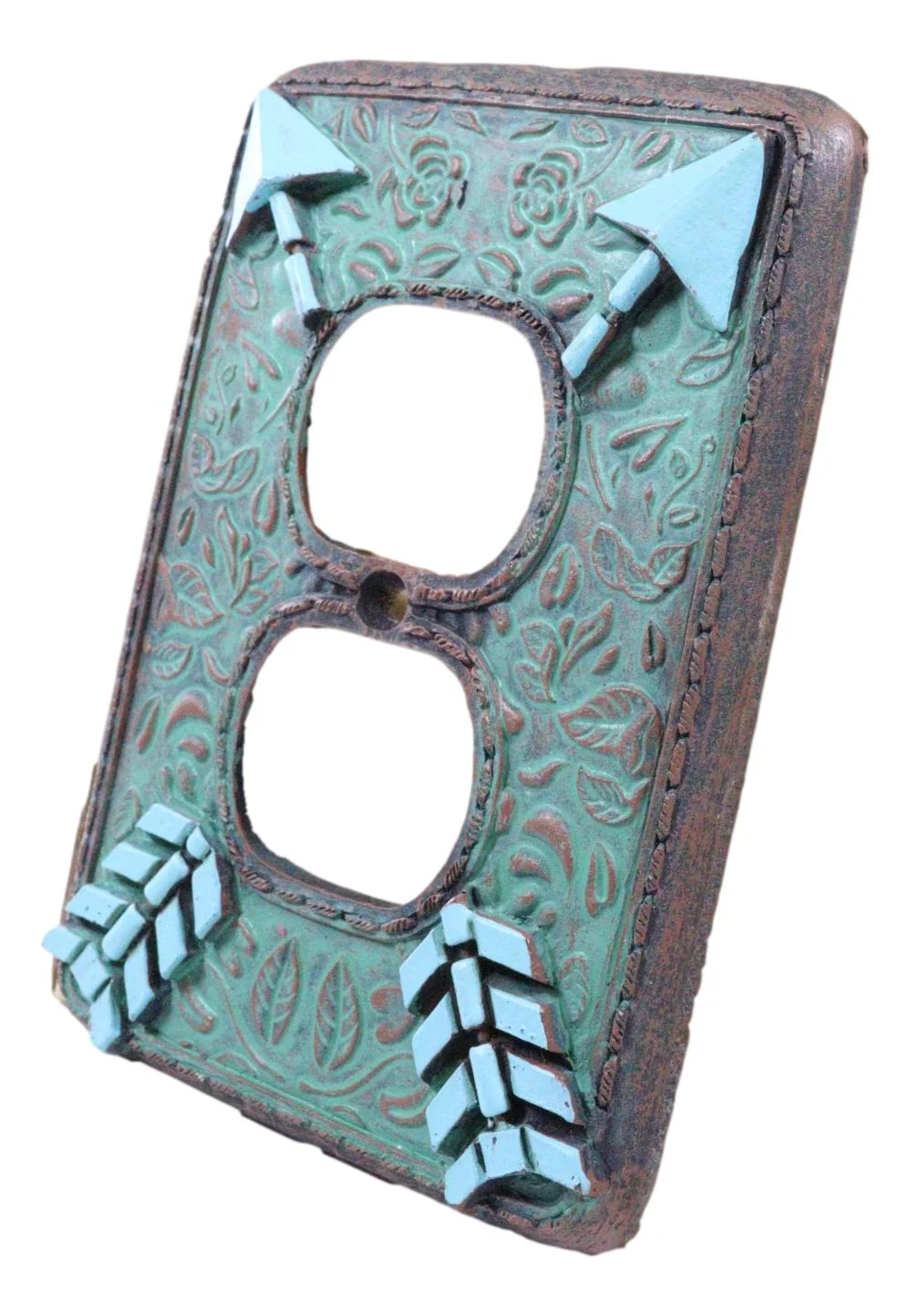 Indian Turquoise Crossed Arrows Friendship Wall Double Receptacle Plates Set - Image 5