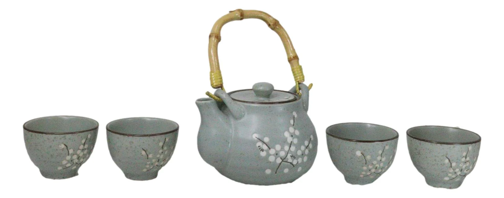 Japanese Sakura Pastel Ume Plum Cherry Blossom Traditional Teapot With Cups Set - Image 5