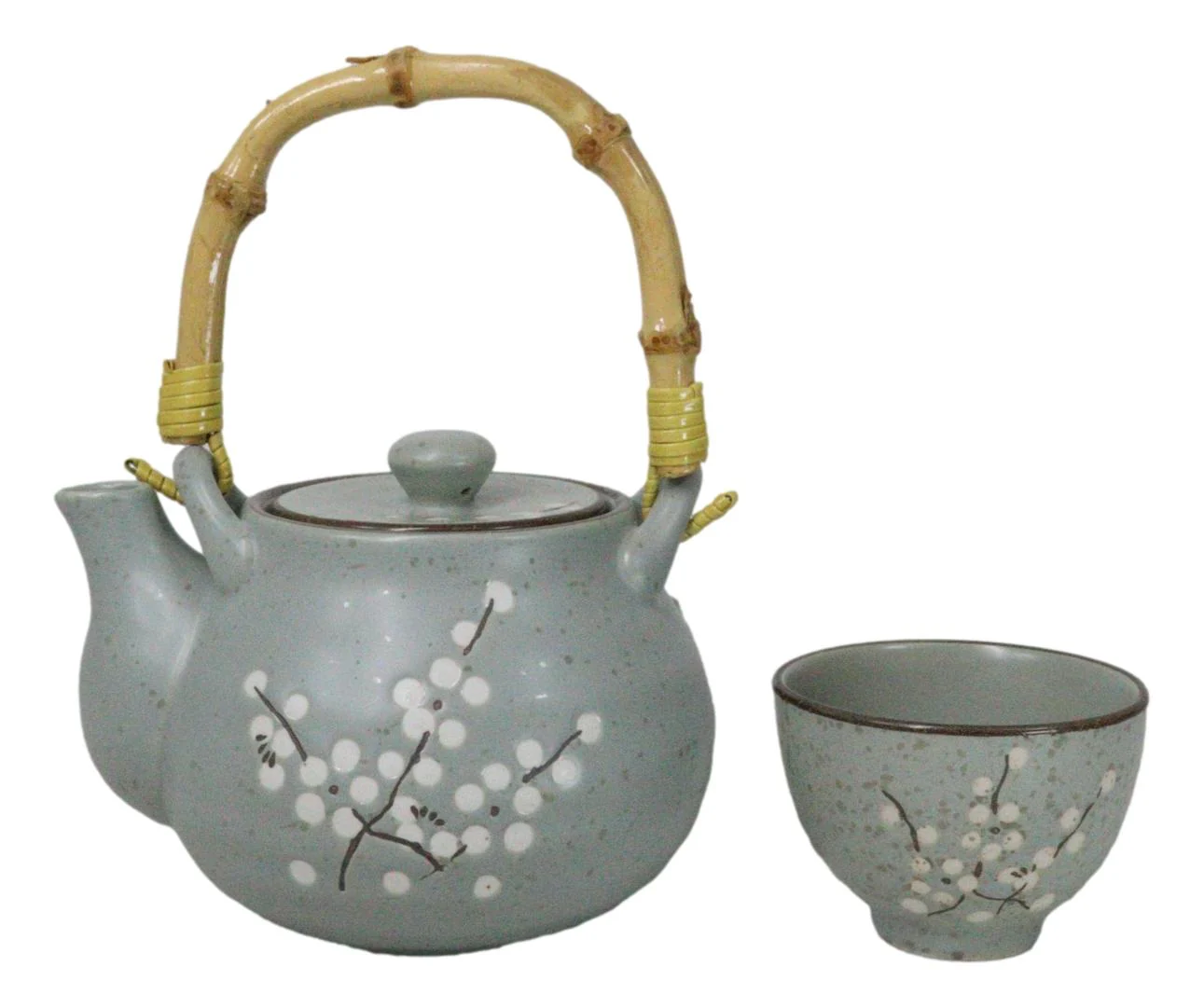 Japanese Sakura Pastel Ume Plum Cherry Blossom Traditional Teapot With Cups Set - Image 7