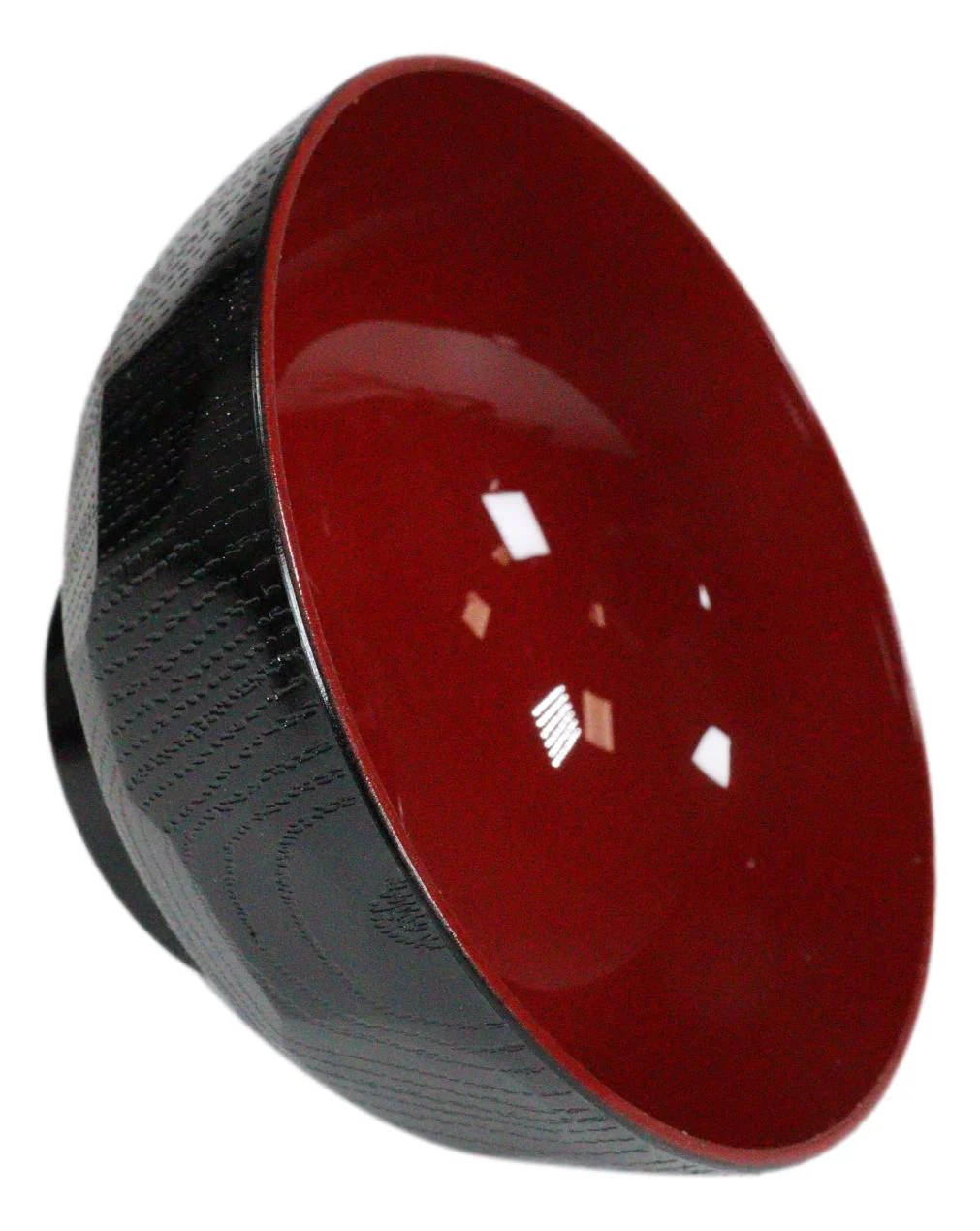 Japanese Small Dotted Grain Pattern Black Red Lacquer Copolymer Plastic Bowl 6oz - Image 3