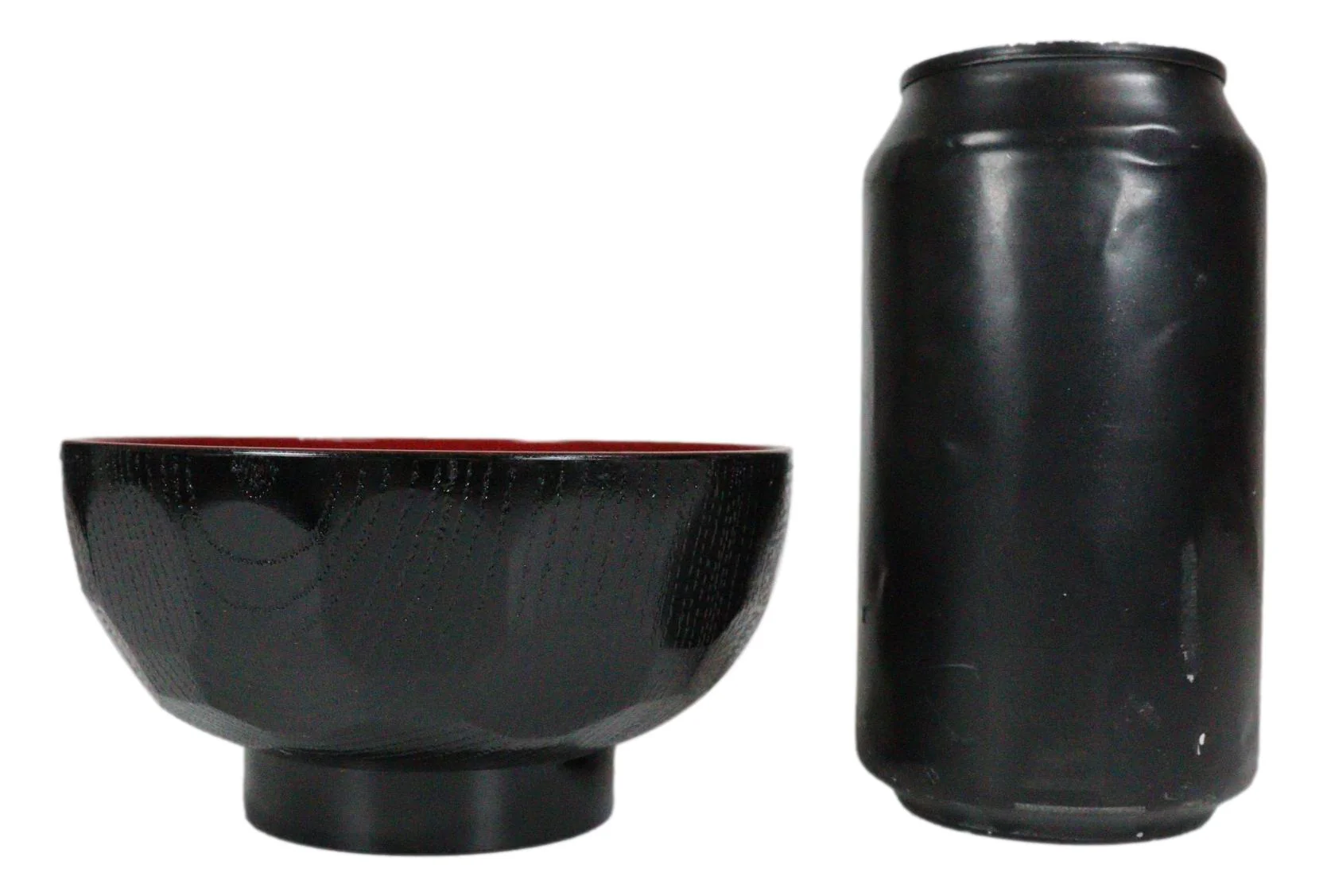 Japanese Small Dotted Grain Pattern Black Red Lacquer Copolymer Plastic Bowl 6oz - Image 4