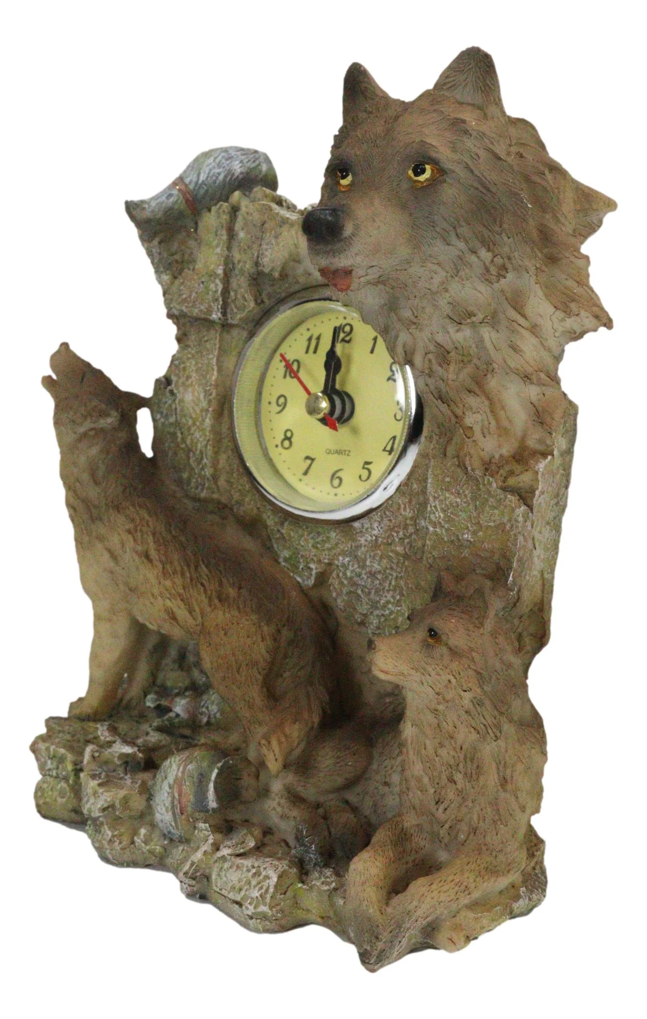 Jungle Forest Woodlands Howling Gray Wolf Timberwolf Family Table Clock Figurine - Image 5