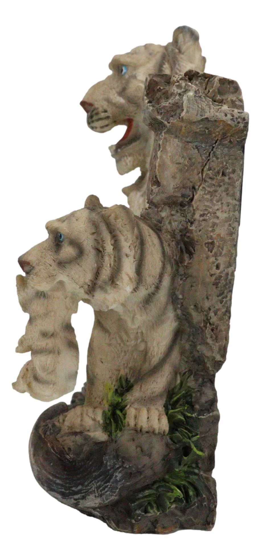 Jungle Rainforest Apex Predator White Tiger And Cub Family Table Clock Figurine - Image 3
