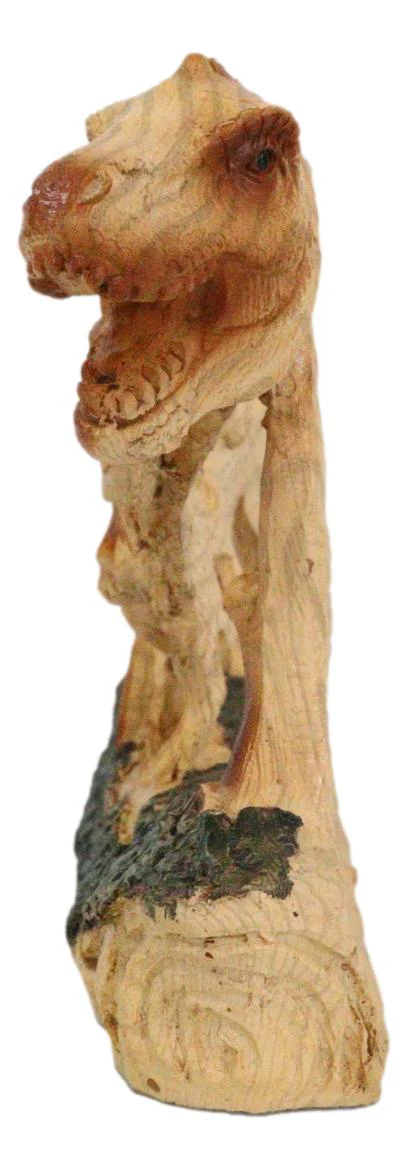 Jurassic Dinosaur Tyrannosaurus Rex Mother and Baby Faux Wood Cutout Figurine - Image 3