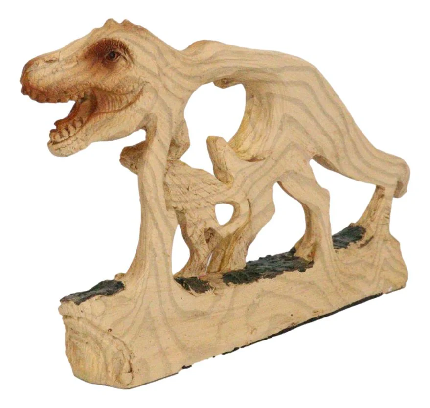 Jurassic Dinosaur Tyrannosaurus Rex Mother and Baby Faux Wood Cutout Figurine - Image 4