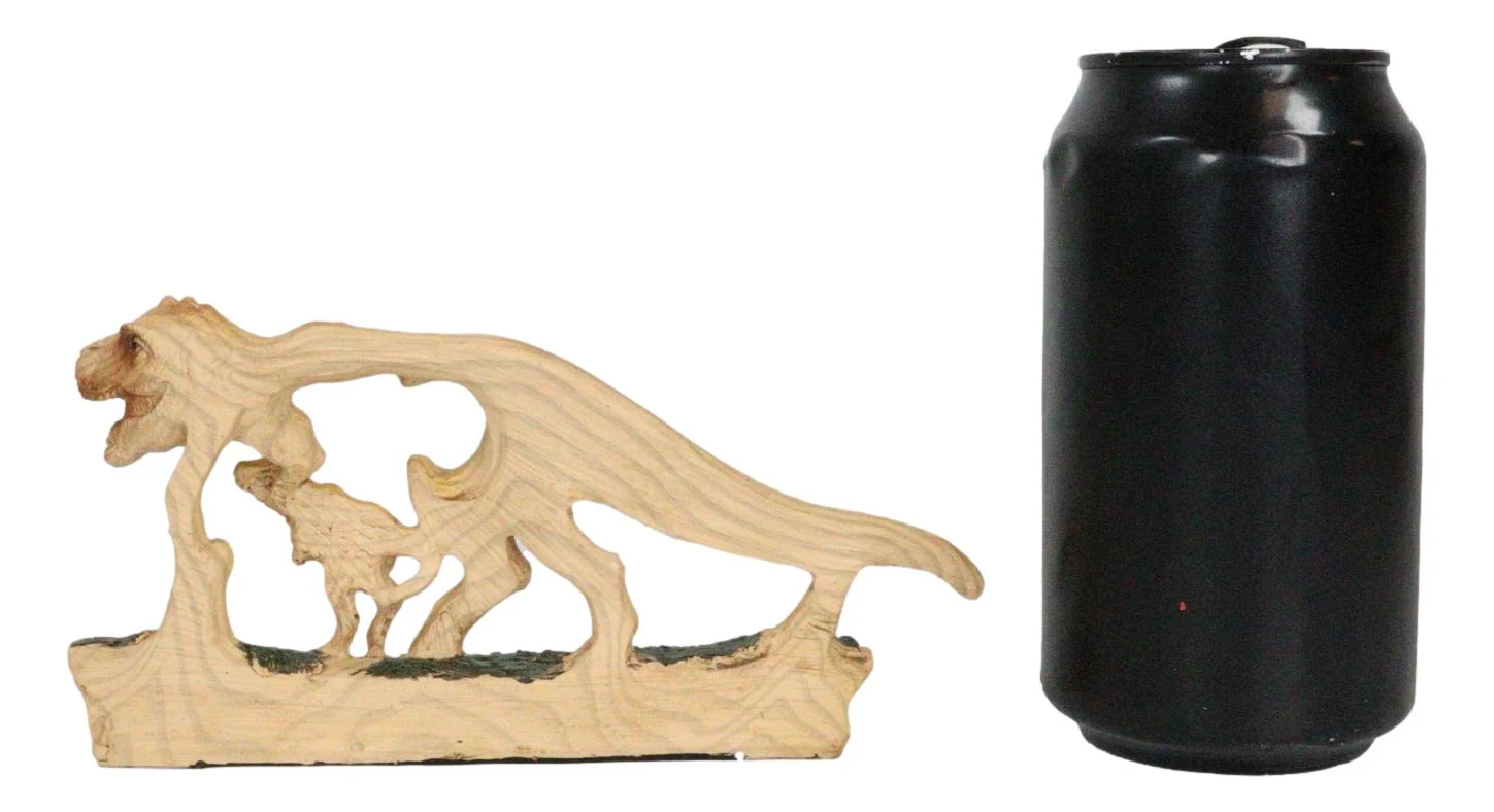 Jurassic Dinosaur Tyrannosaurus Rex Mother and Baby Faux Wood Cutout Figurine - Image 7