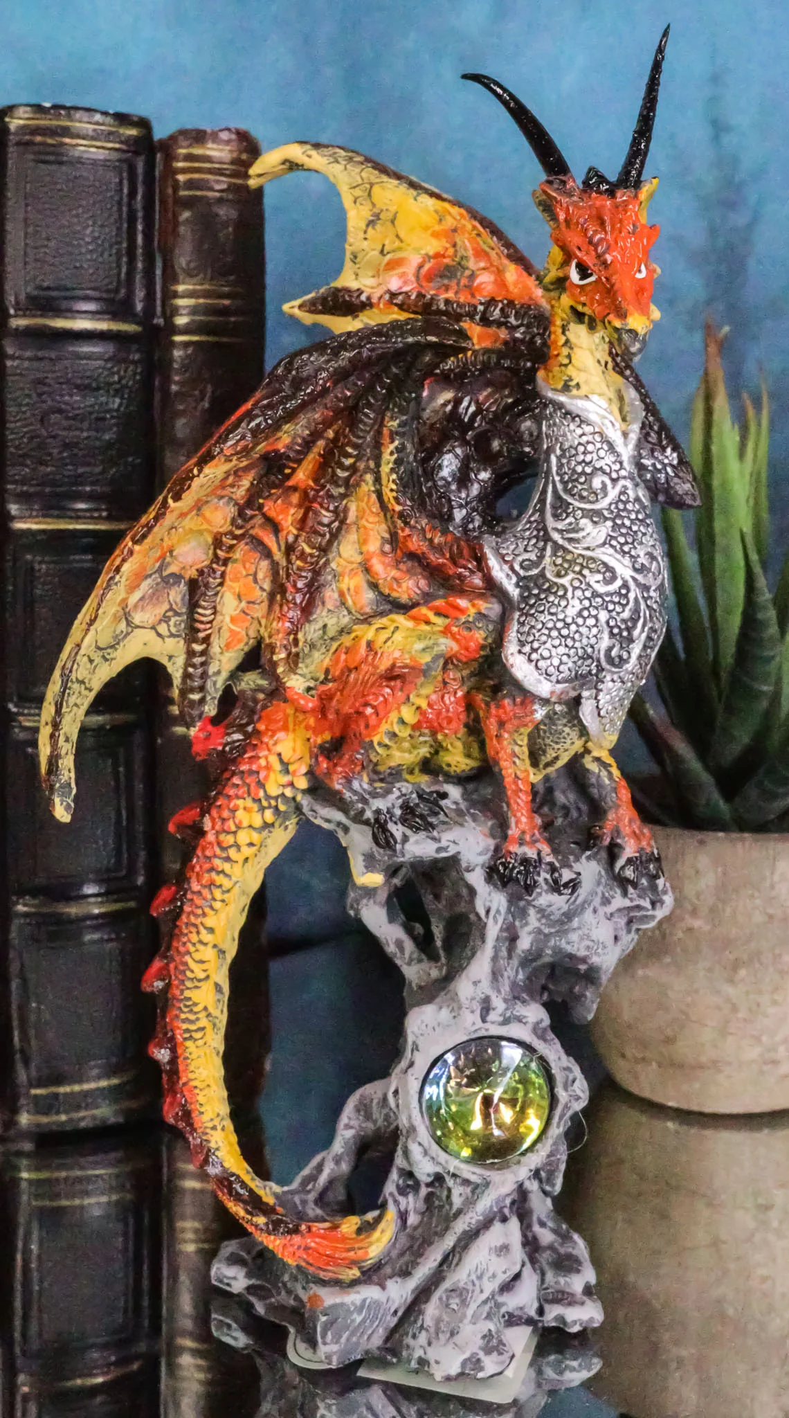 Kaiser Gold Dragon Knight Perching On Oracle Tree Of Life Figurine Myth Legends - Image 8