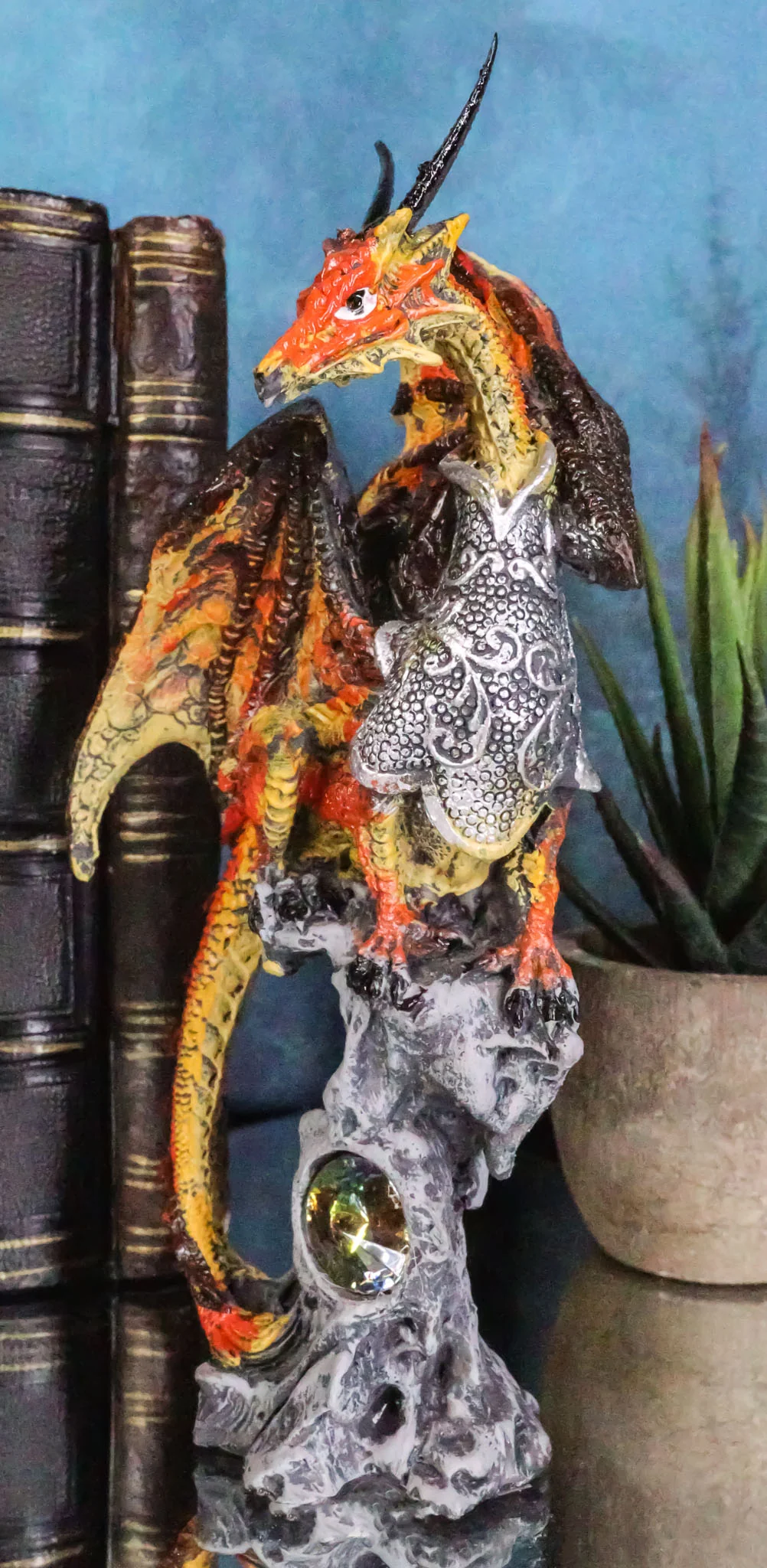 Kaiser Gold Dragon Knight Perching On Oracle Tree Of Life Figurine Myth Legends - Image 9