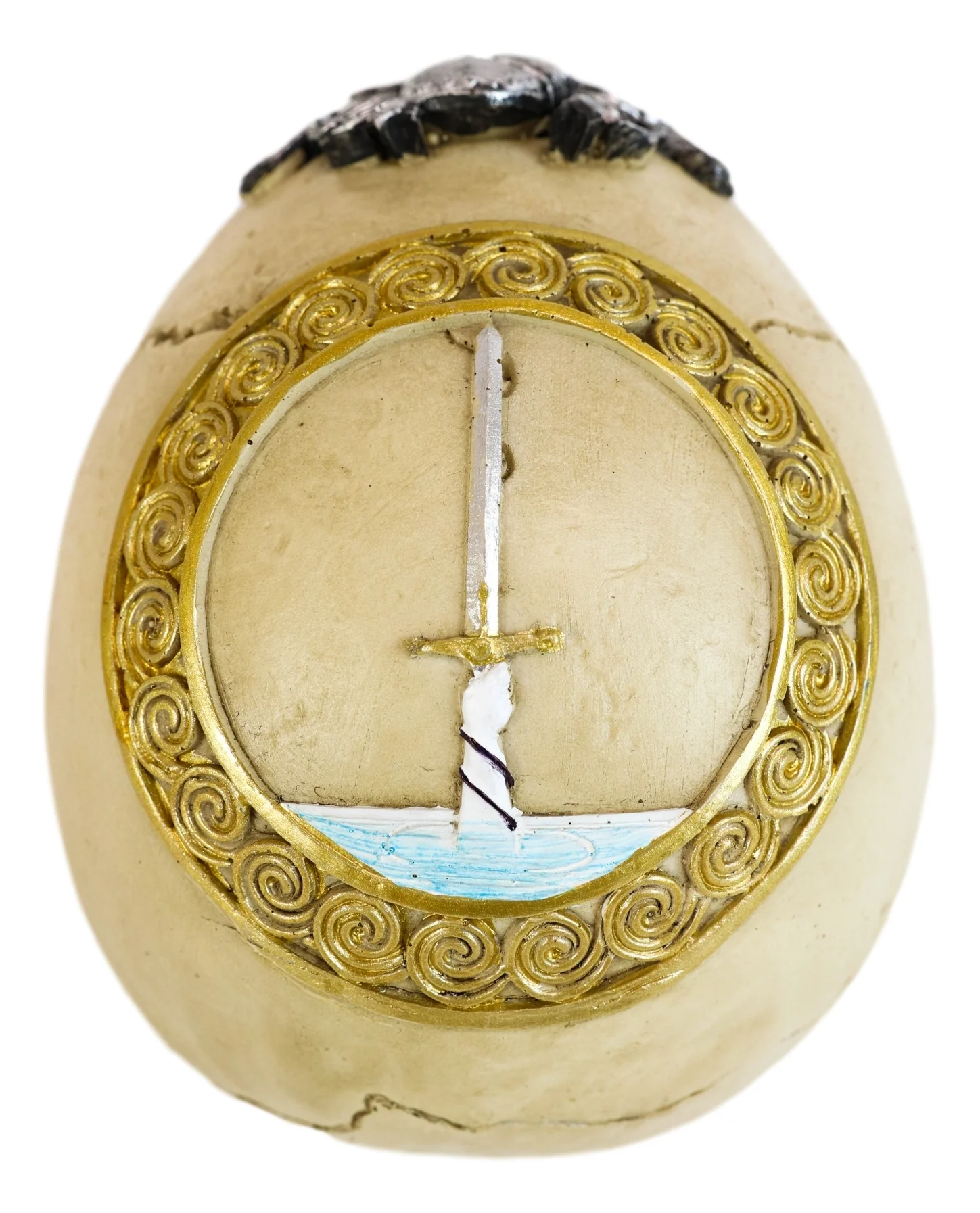 King Arthur And Roundtable Knights Sir Bedivere Excalibur Sword Skull Statue - Image 4