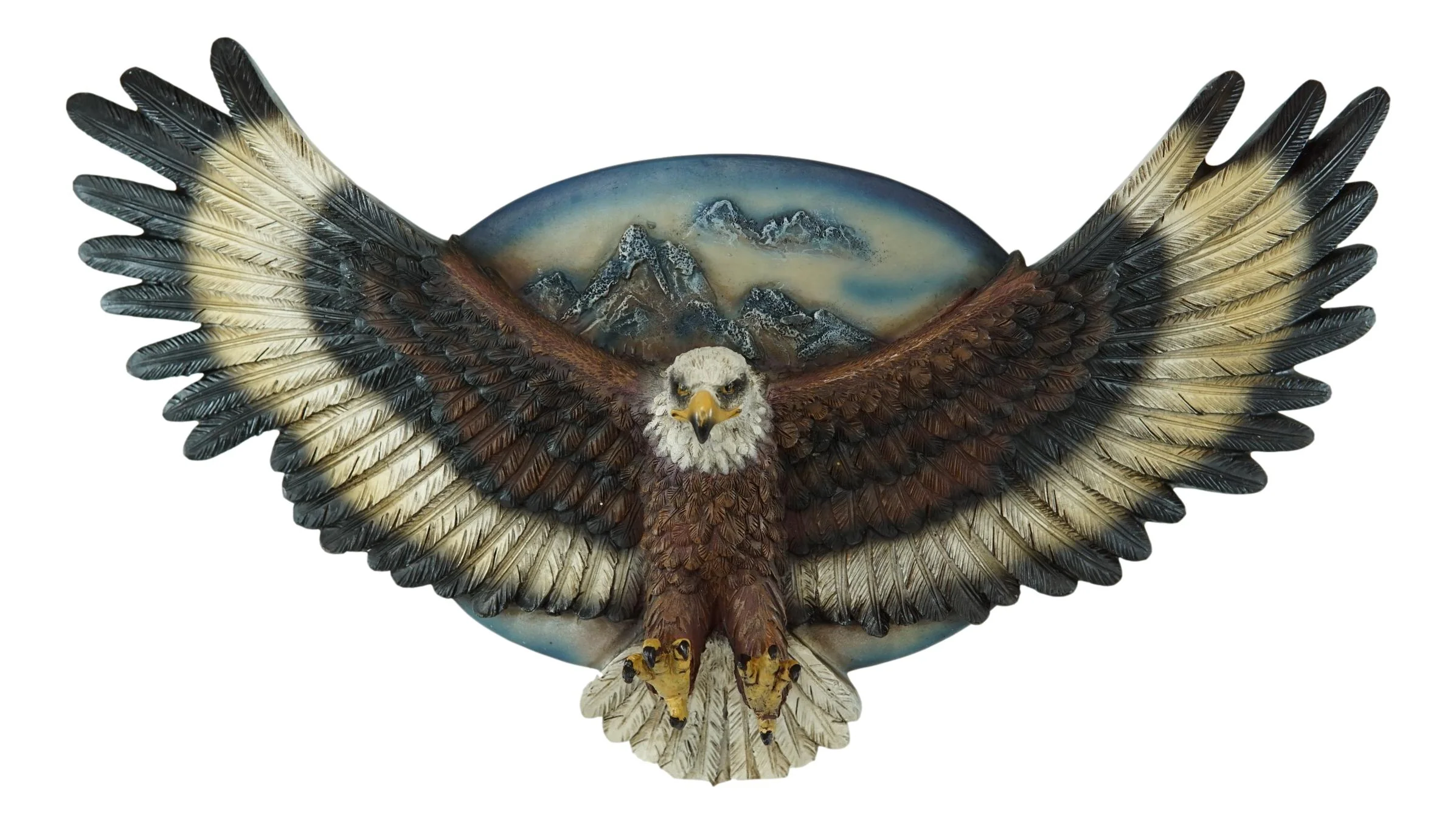 King Of The Skies Bald Eagle Open Wings With Mountain Scene Wall Decor Plaque - Image 2